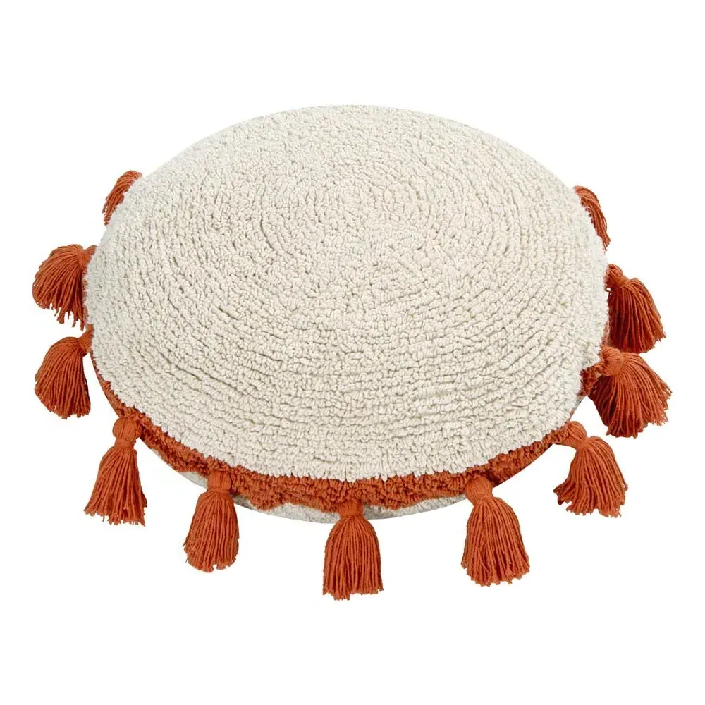 Lorena Canals Round Floor Cushion with Tassels - Terracotta, Cotton product