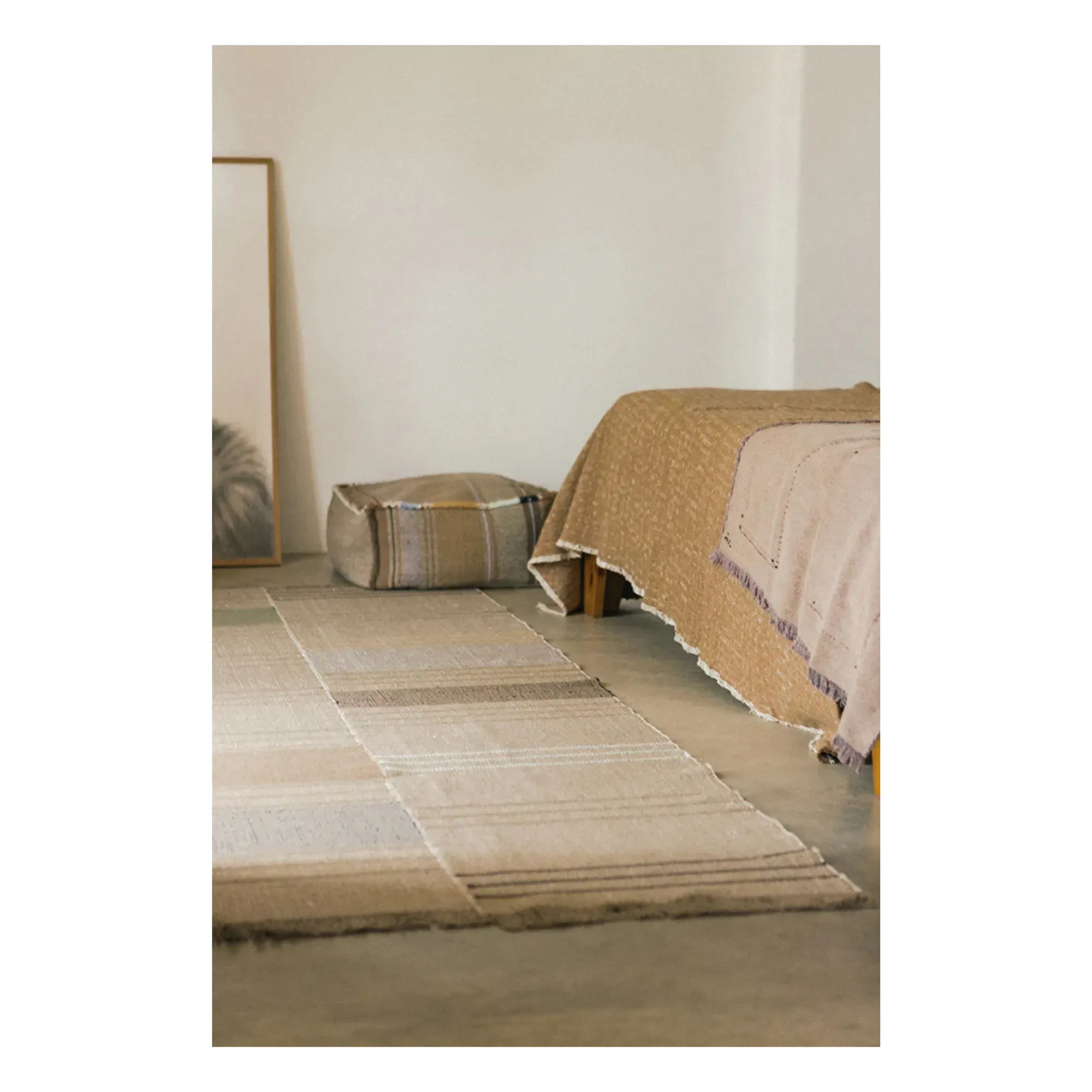 Puebla Square Pouffe - Beige, Cotton alternate view