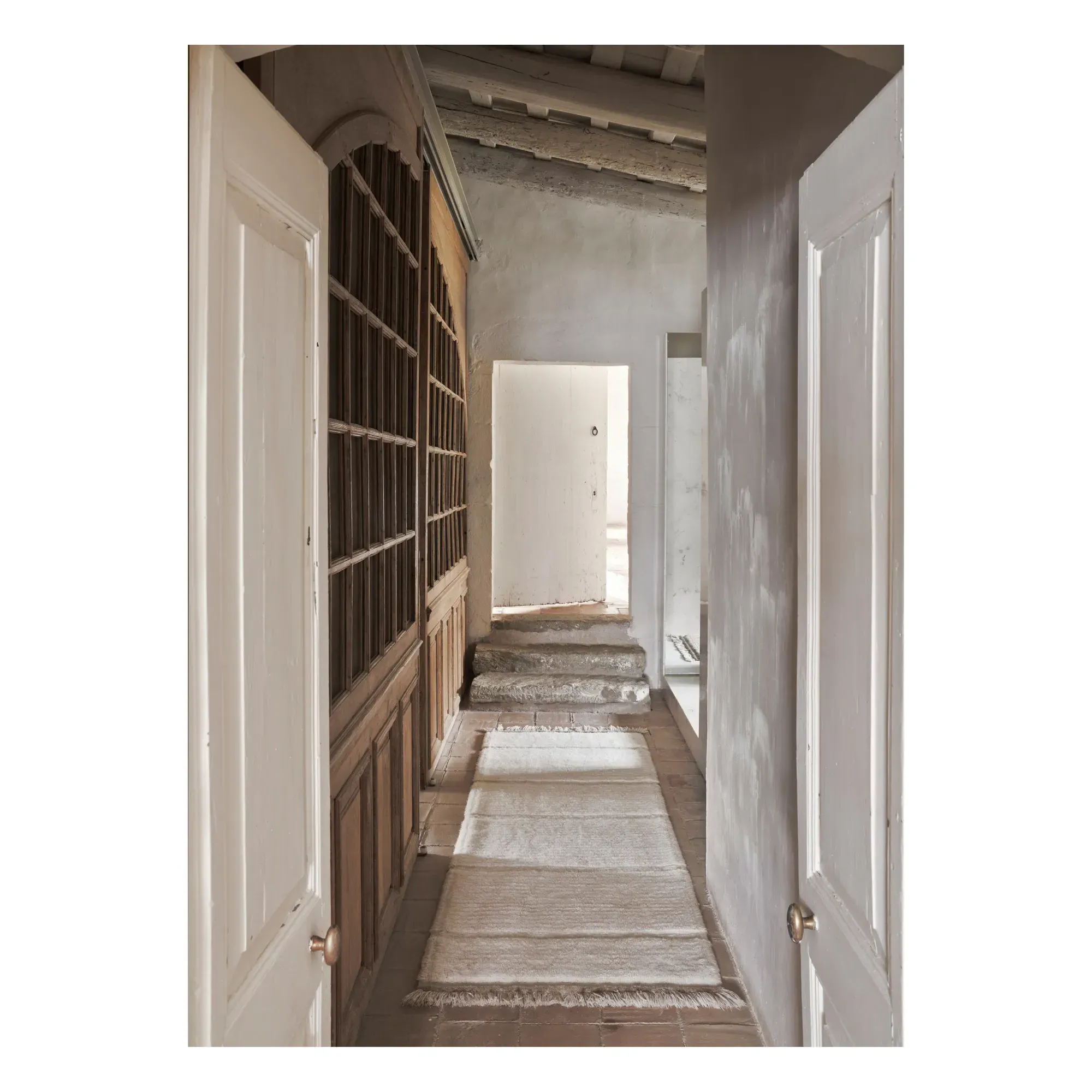 Steppe Runner Rug - White, Wool alternate view