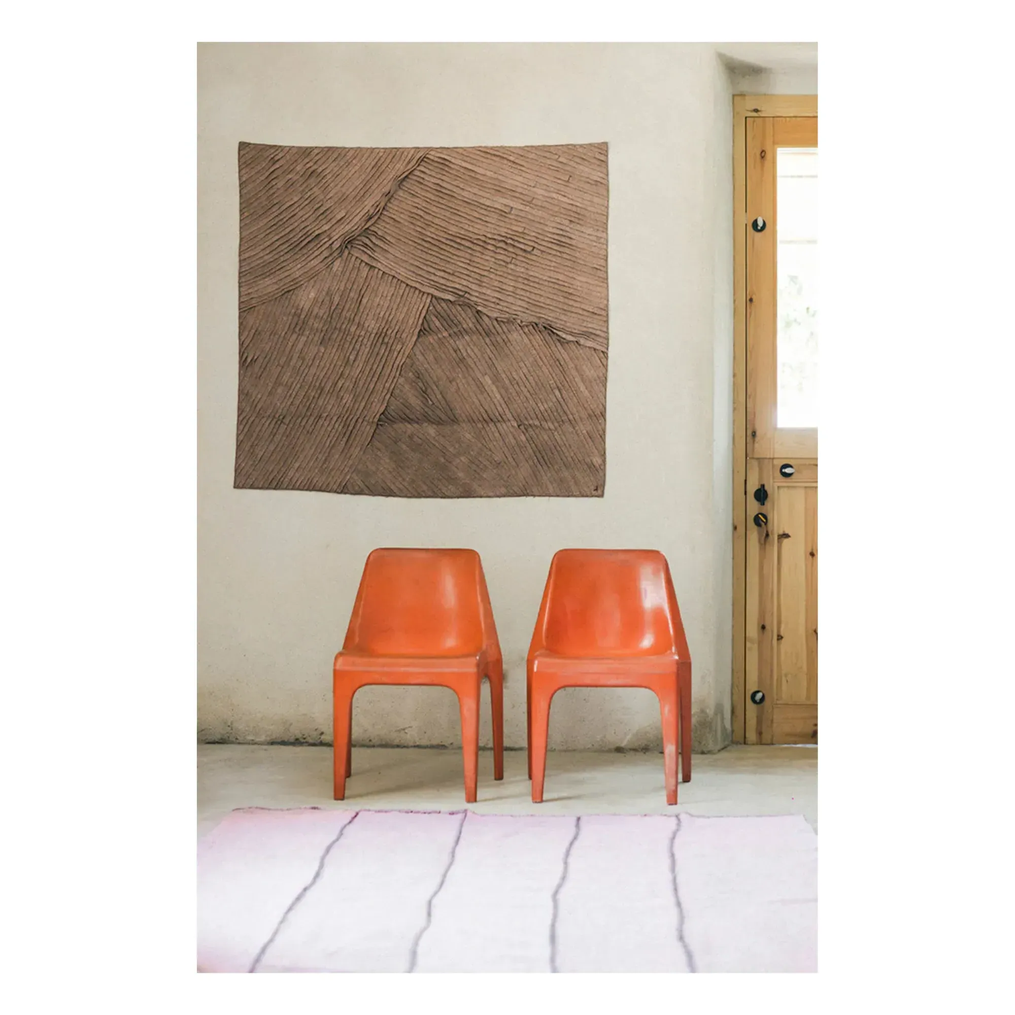 Stonewashed Striped Wall Tapestry - Taupe Brown, Cotton alternate view