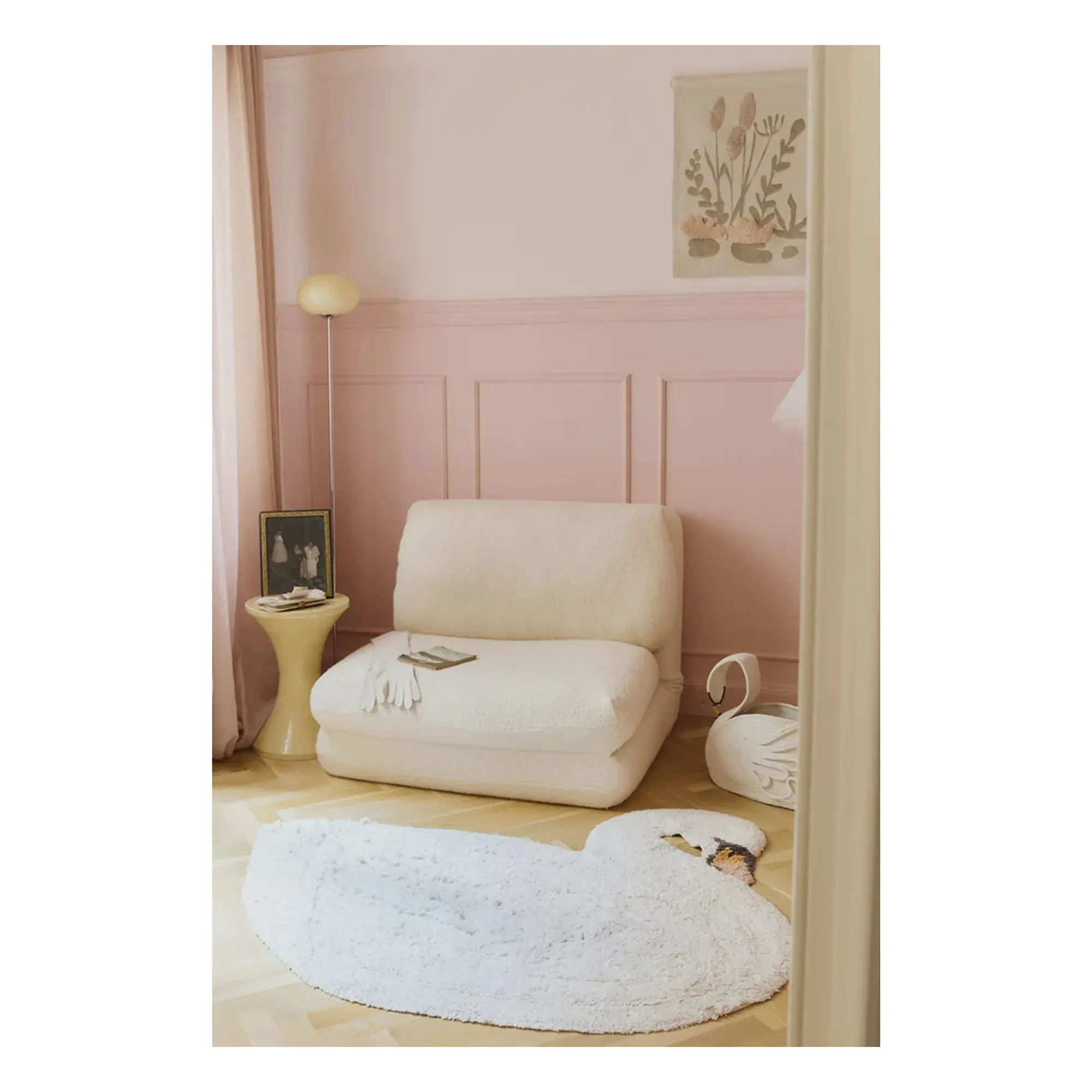 Swan Shape Rug - White, Chenille Cotton alternate view
