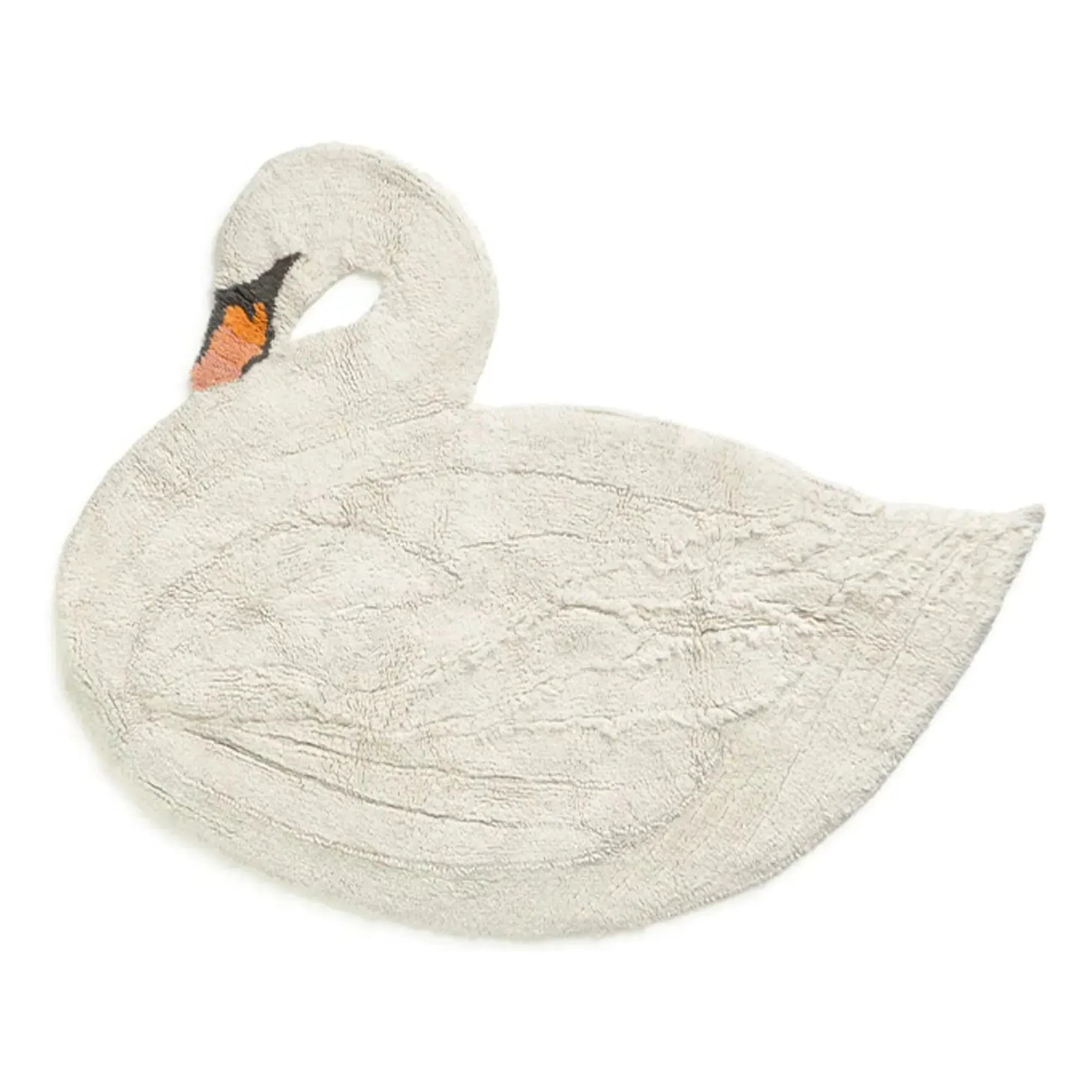 Swan Shape Rug - White, Chenille Cotton product