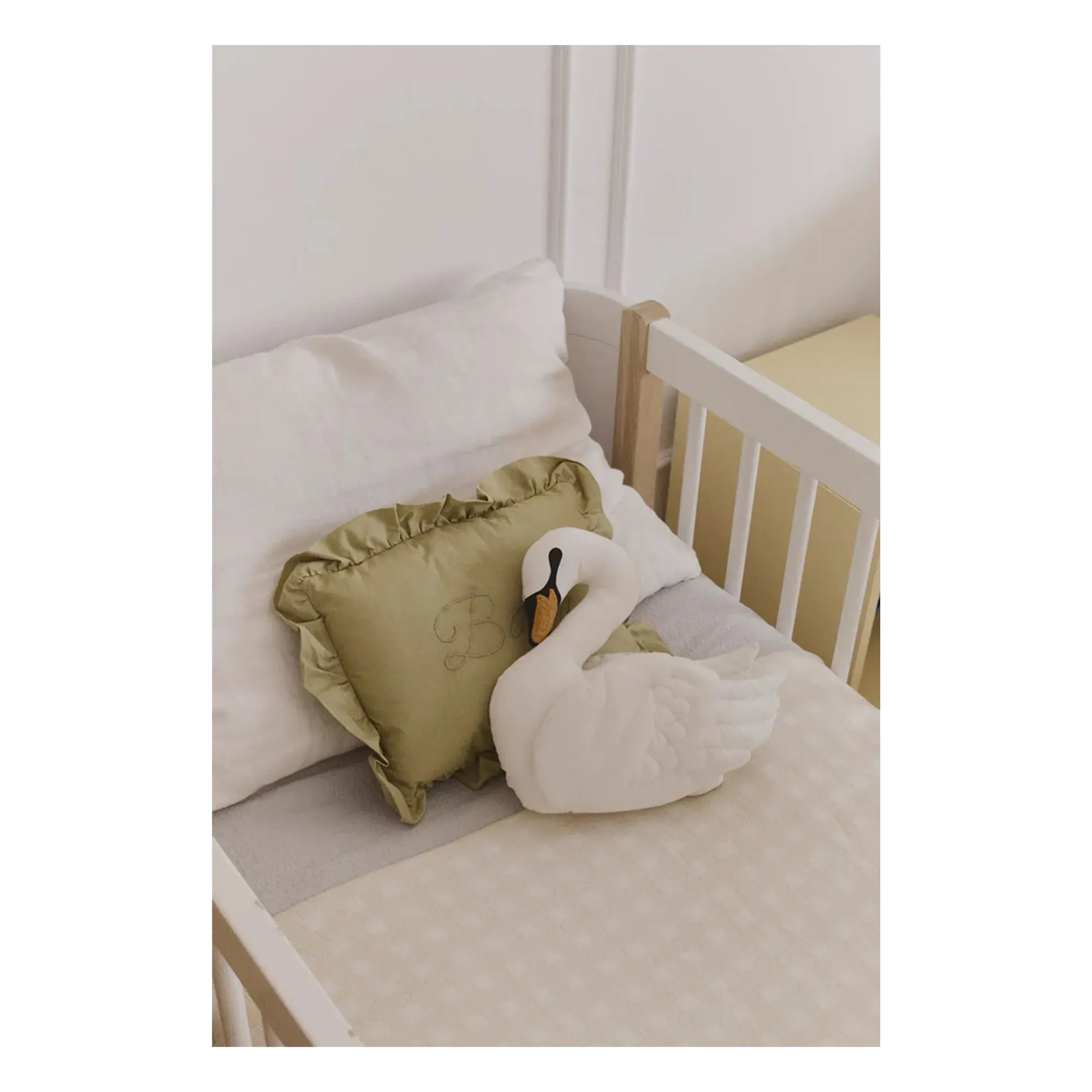 Swan Square Cushion - Ivory, Cotton alternate view