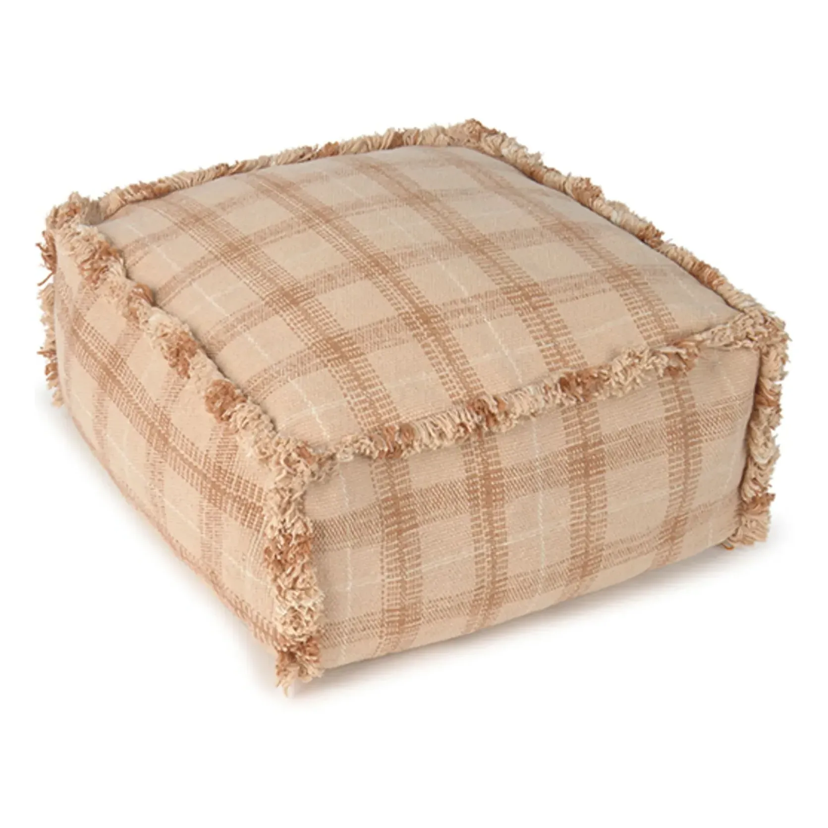 Tartan Pouf - Dusty Pink, Cotton product