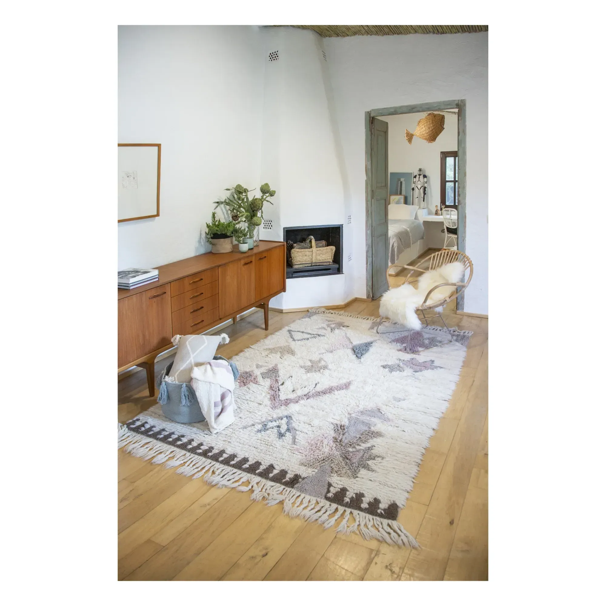 Tuba Wool Rug with Fringed Edges - Multicoloured alternate view