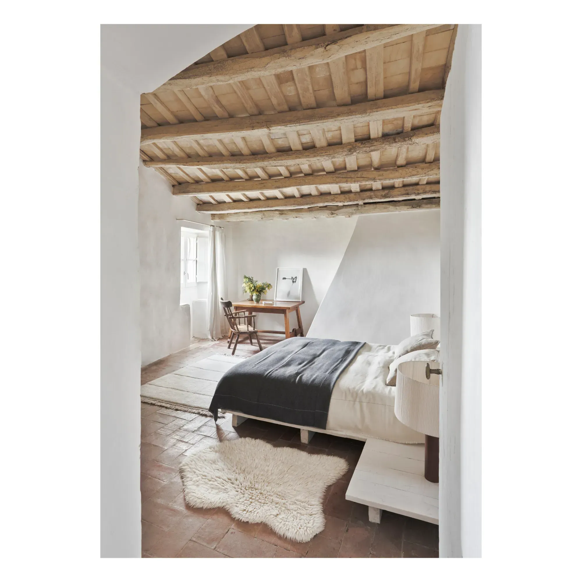 Woolly Sheepskin-Shape Rug - White, Wool alternate view