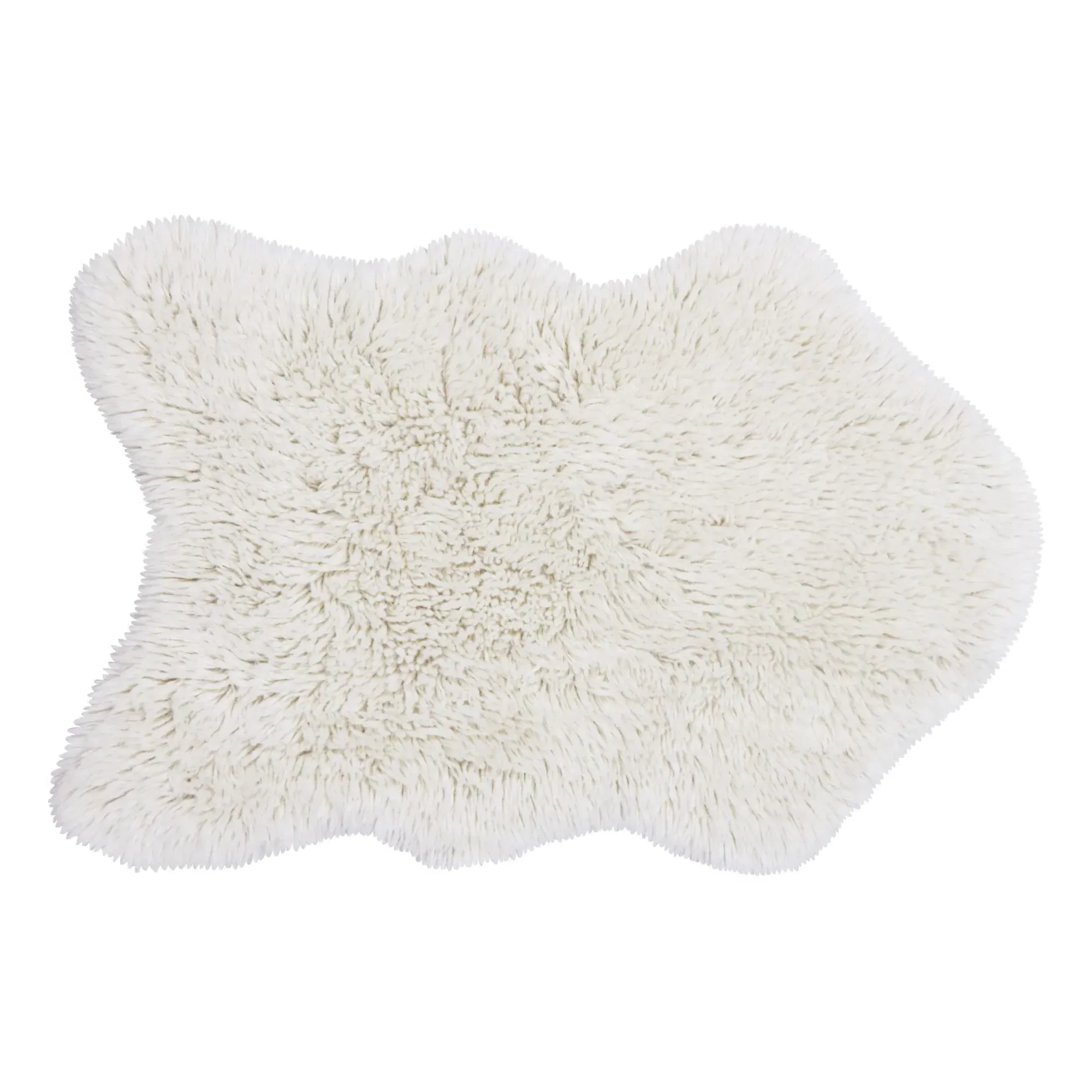 Woolly Sheepskin-Shape Rug - White, Wool product