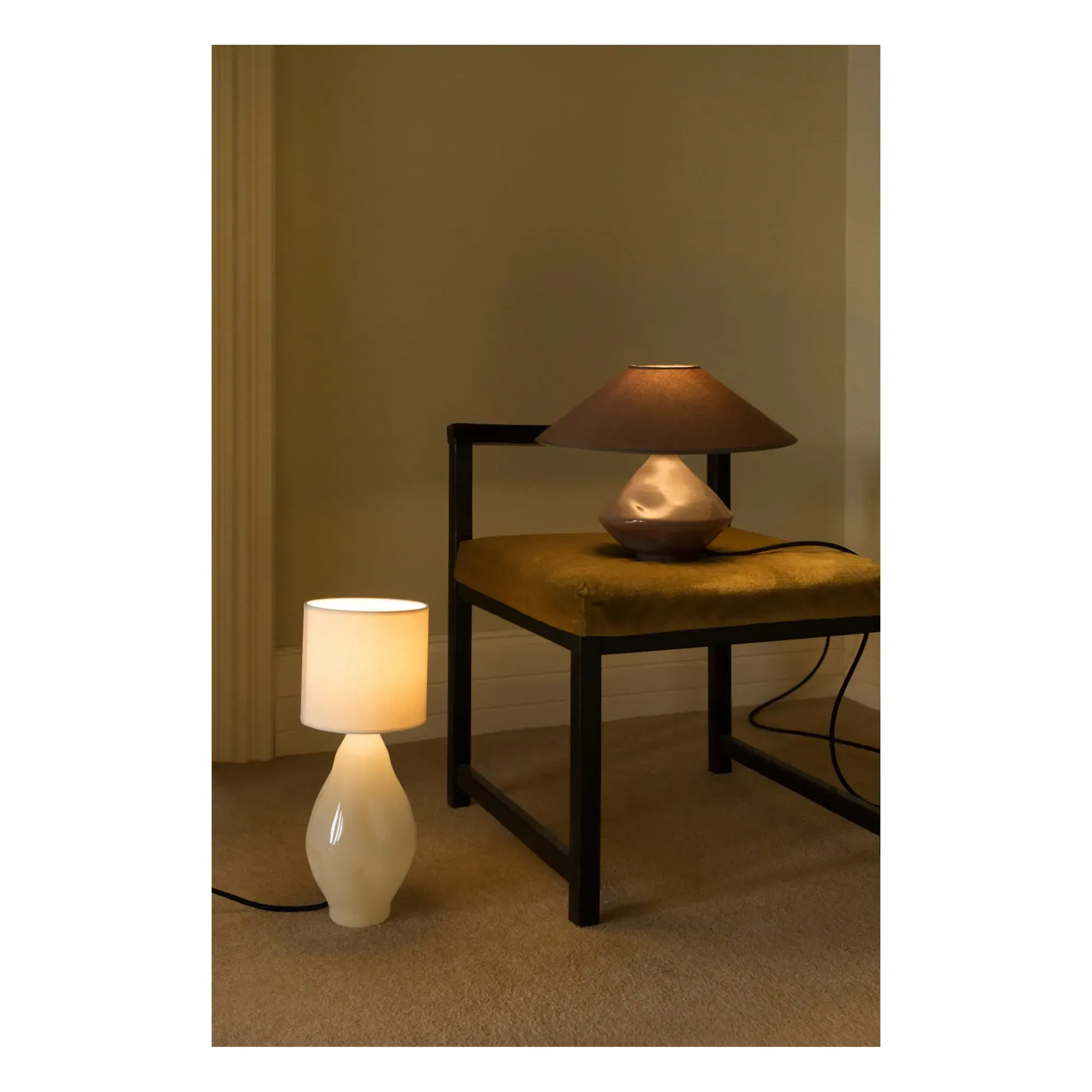 Borosilicate Glass Table Lamp - Beige, Cotton alternate view