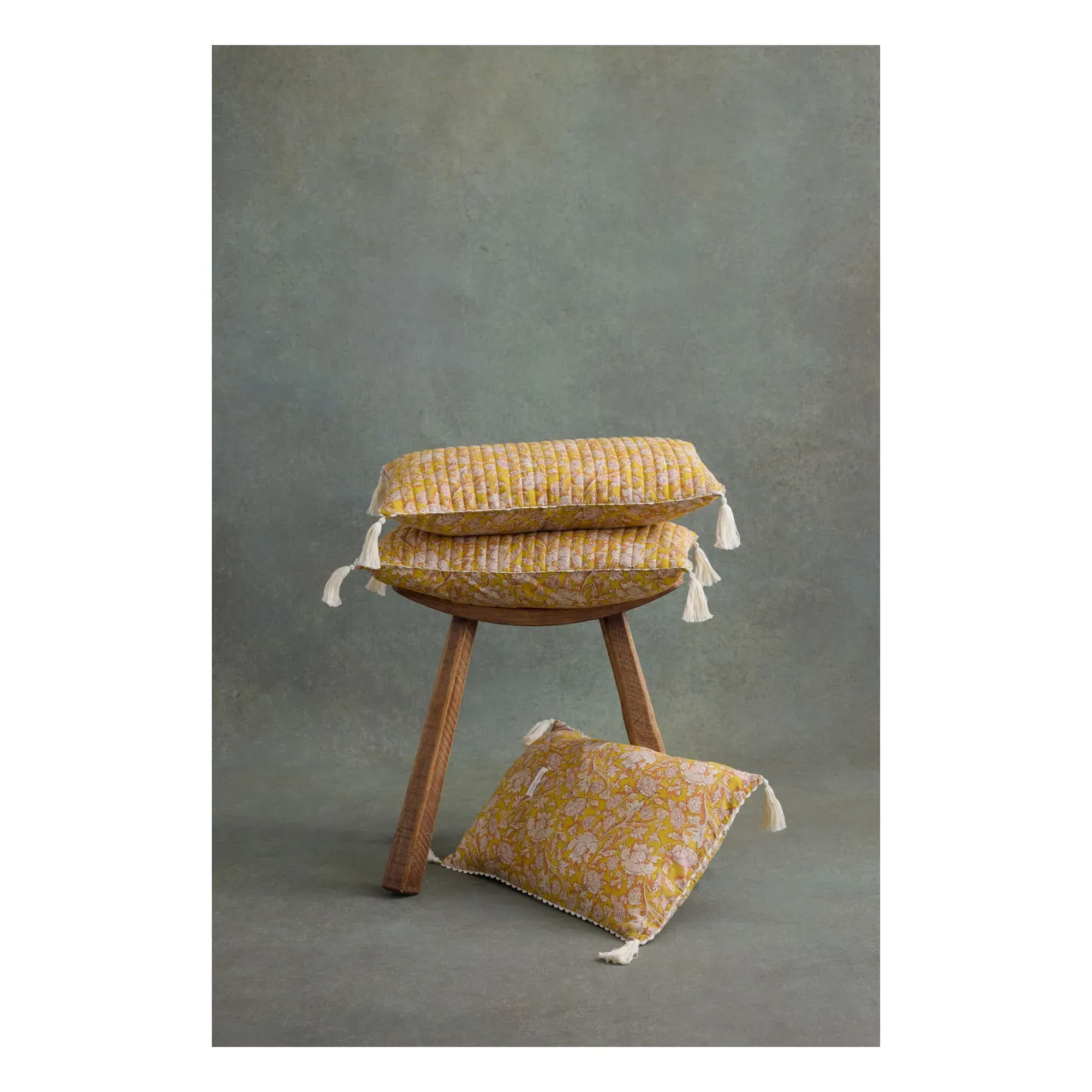 Janet Rectangular Cushion Cover - Ochre, Organic Cotton alternate view