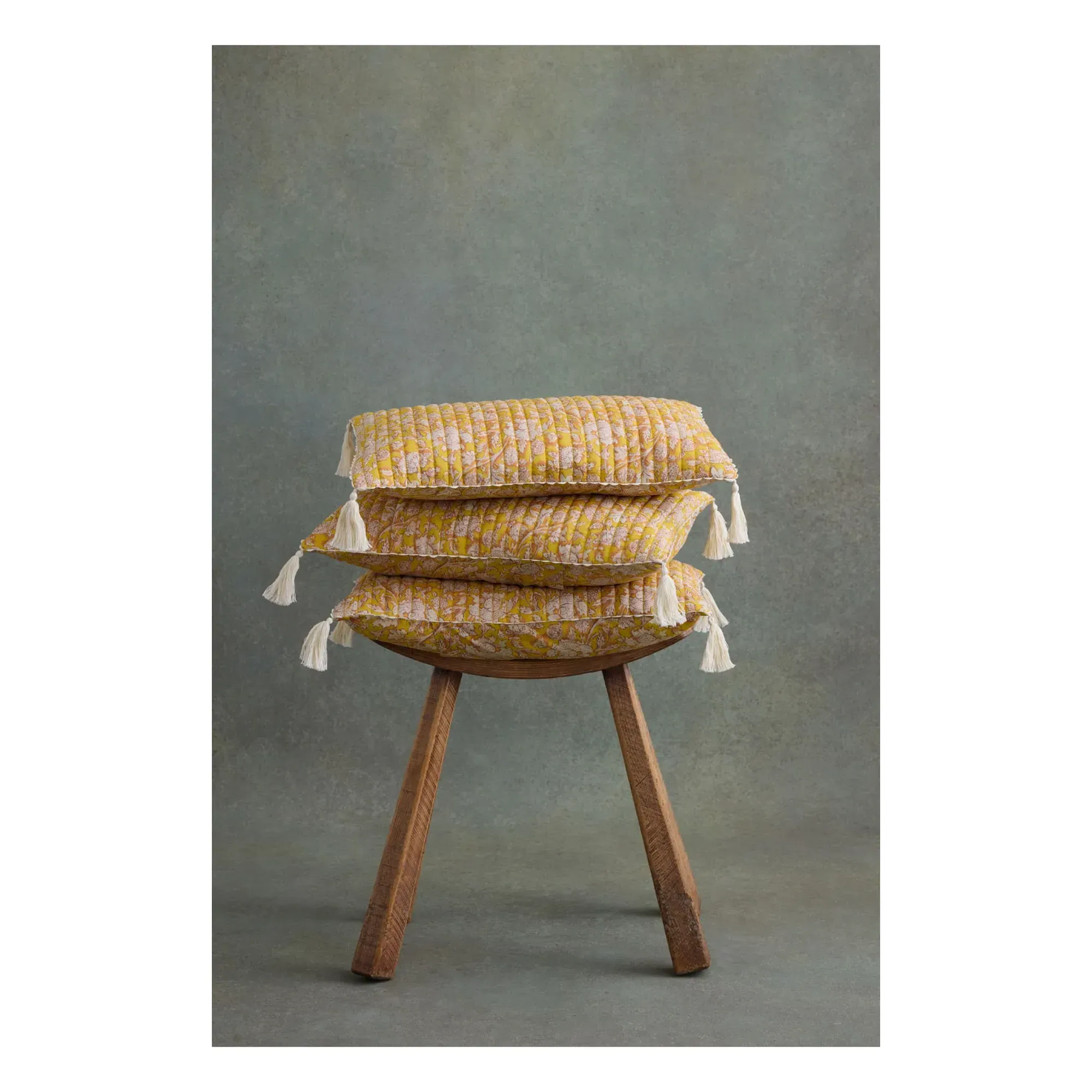 Janet Rectangular Cushion Cover - Ochre, Organic Cotton product