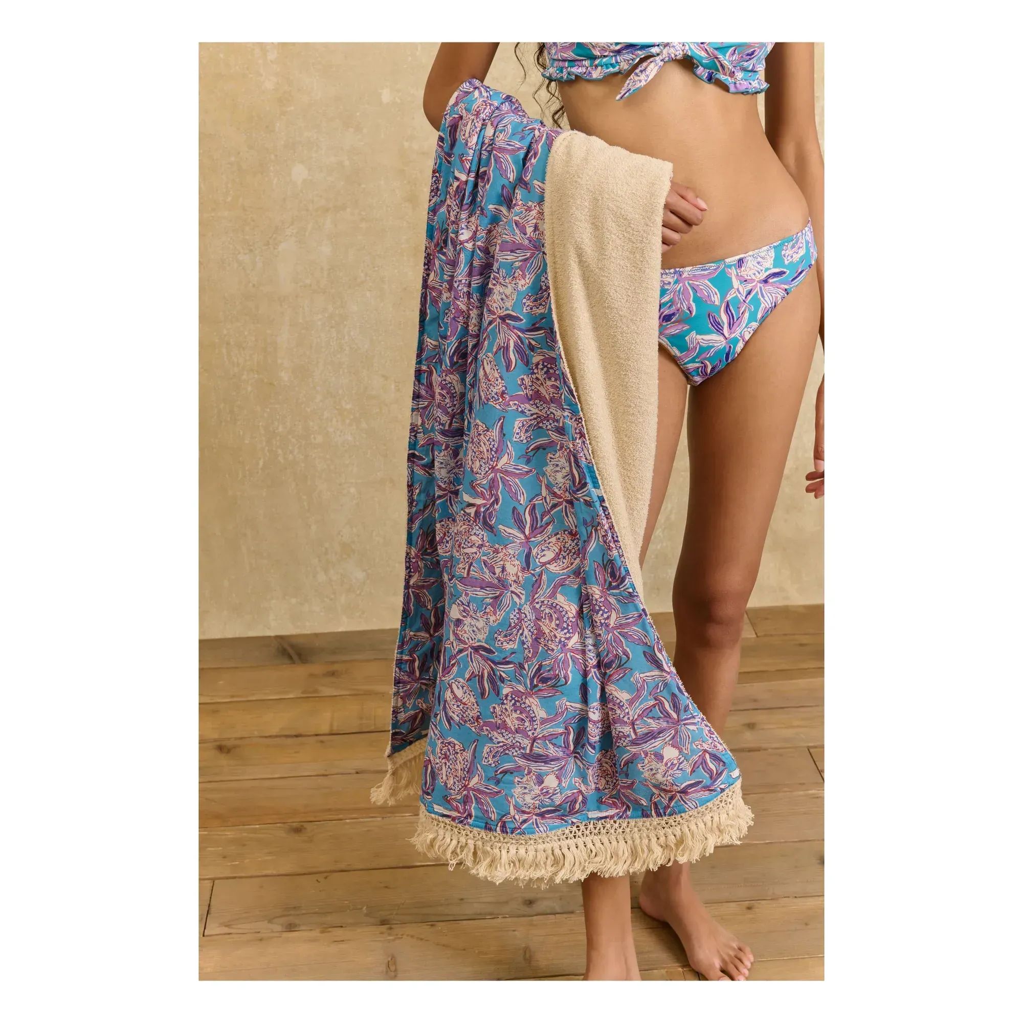 Lana Fouta-Style Beach Towel - Blue, Organic Cotton alternate view