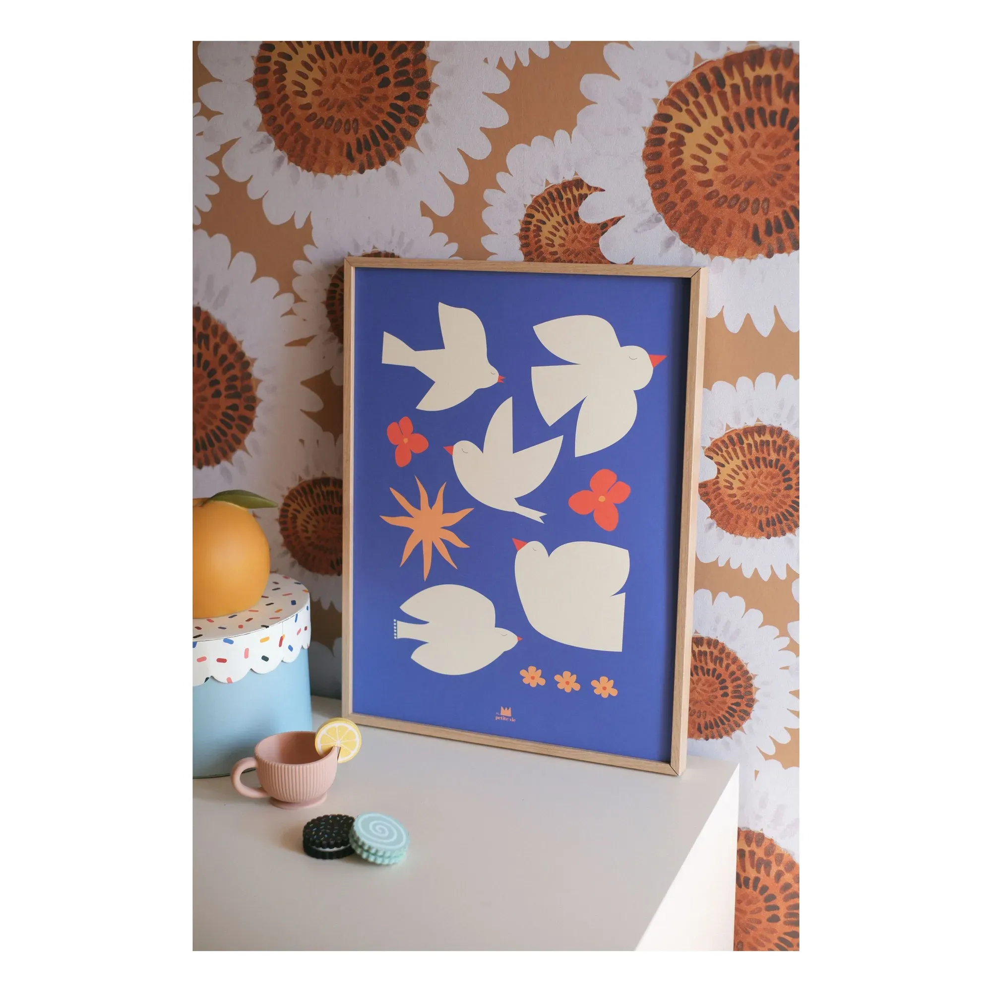 Les Oiseaux Poster - Dark Blue, FSC Paper alternate view