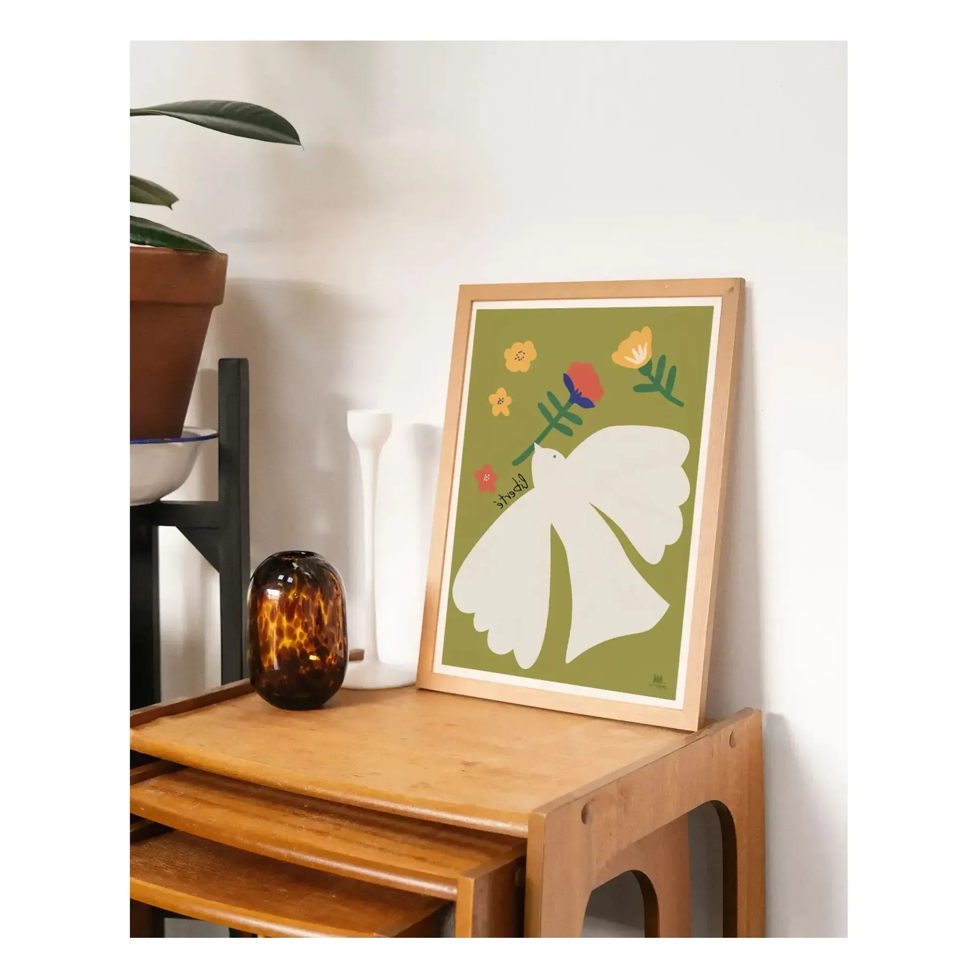 Liberté Bird Wall Poster - Multicoloured product