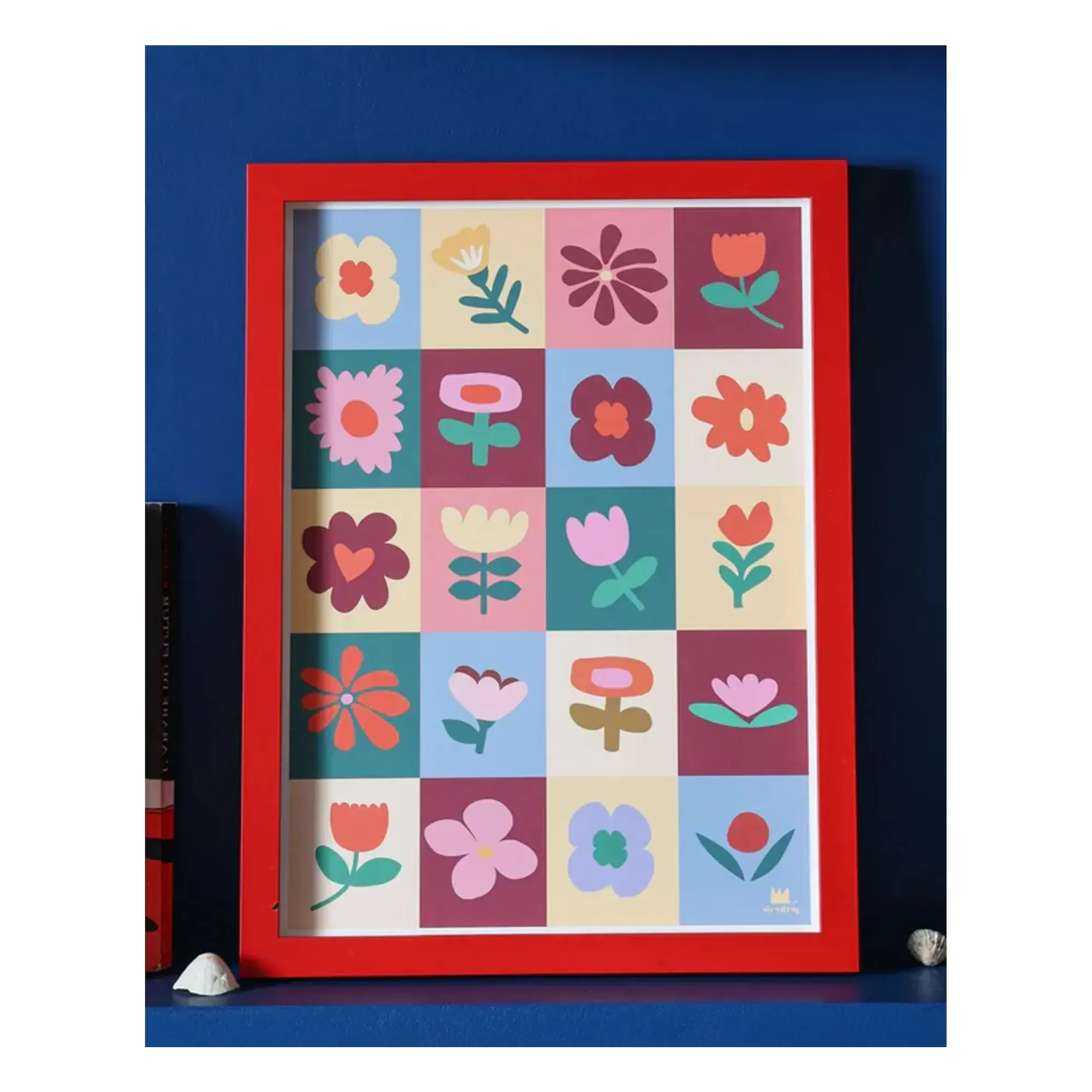 Patchwork Fleuri Floral Wall Poster - Multicoloured alternate view