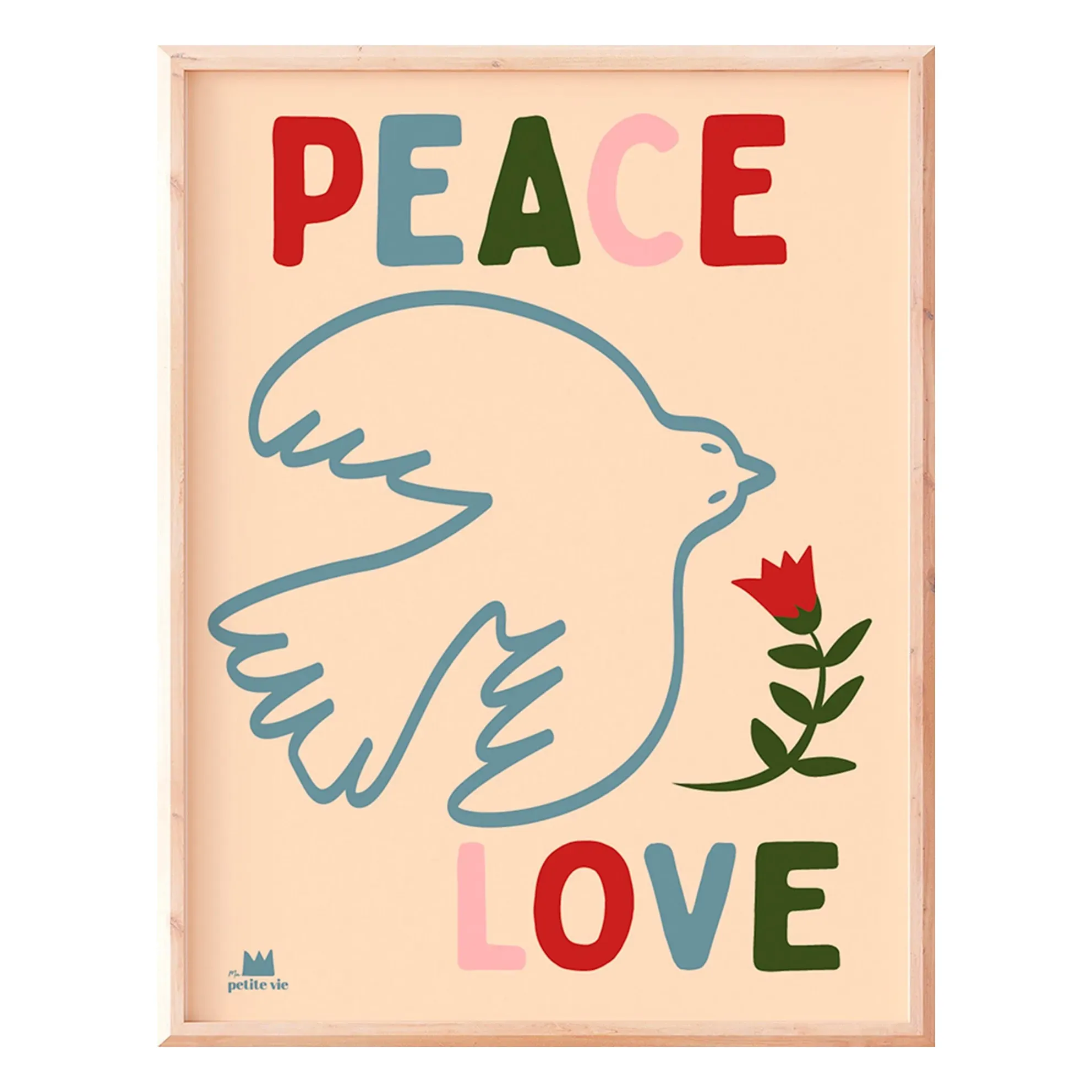 Peace and Love Bird Print - Cream product