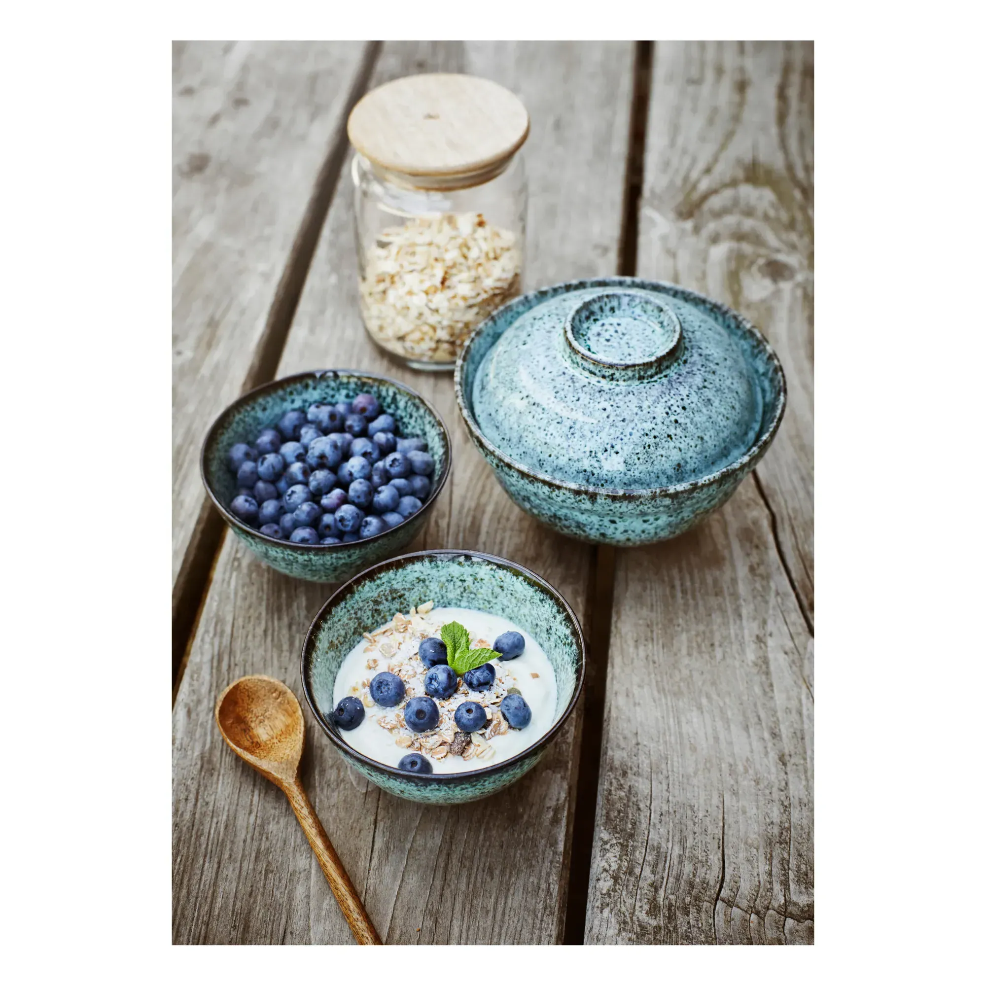 Bowl with Lid - Bluish Grey, Sandstone alternate view