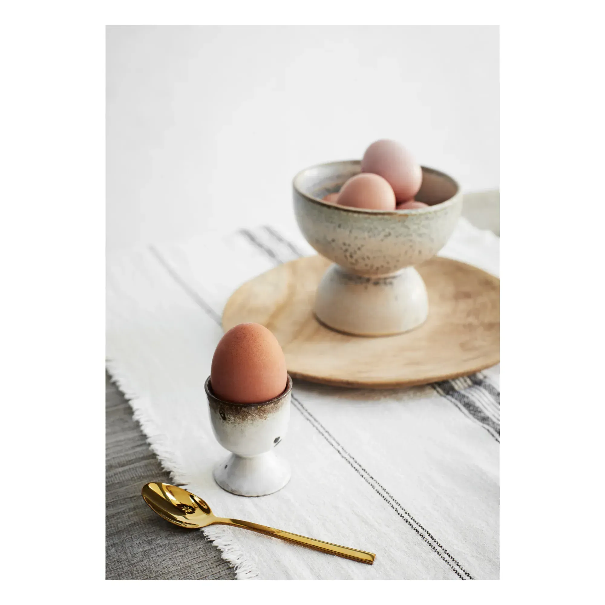 Ceramic Egg Cup - White, Sandstone alternate view