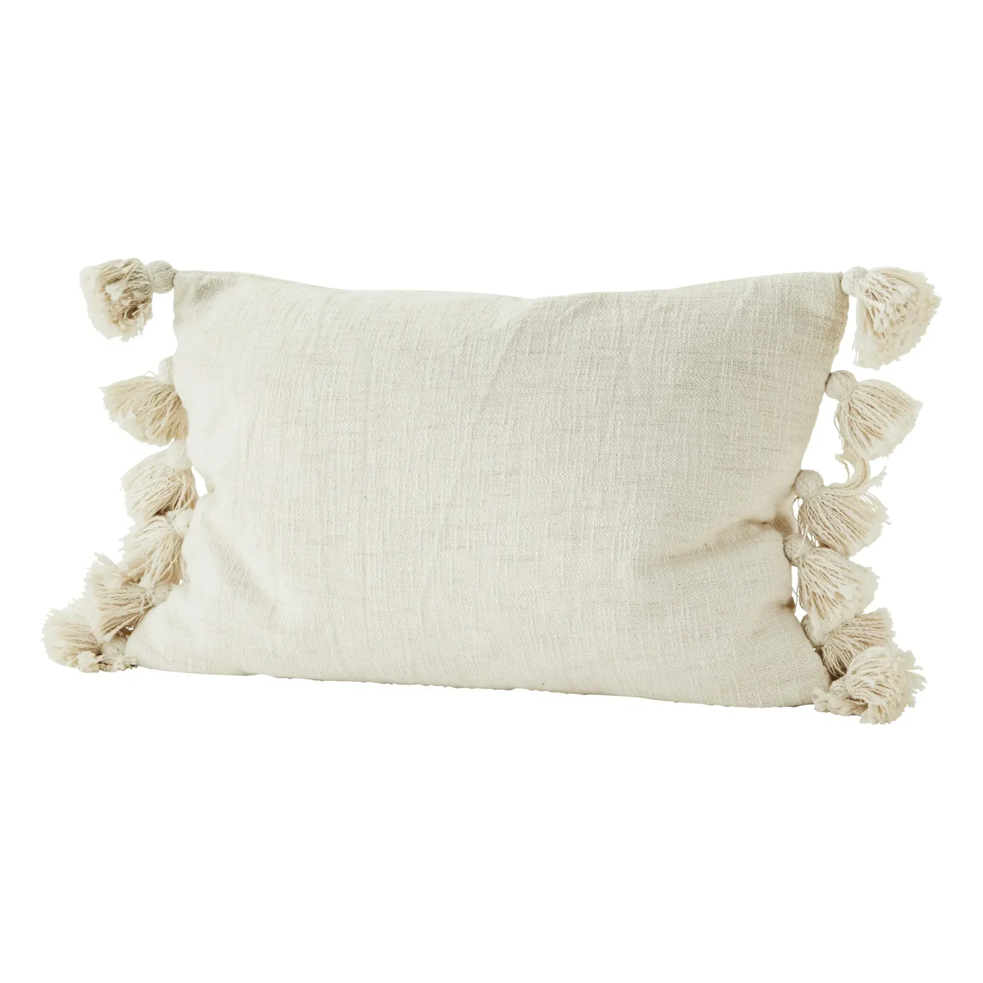 Cushion Cover with Pompoms - Ivory, Cotton product