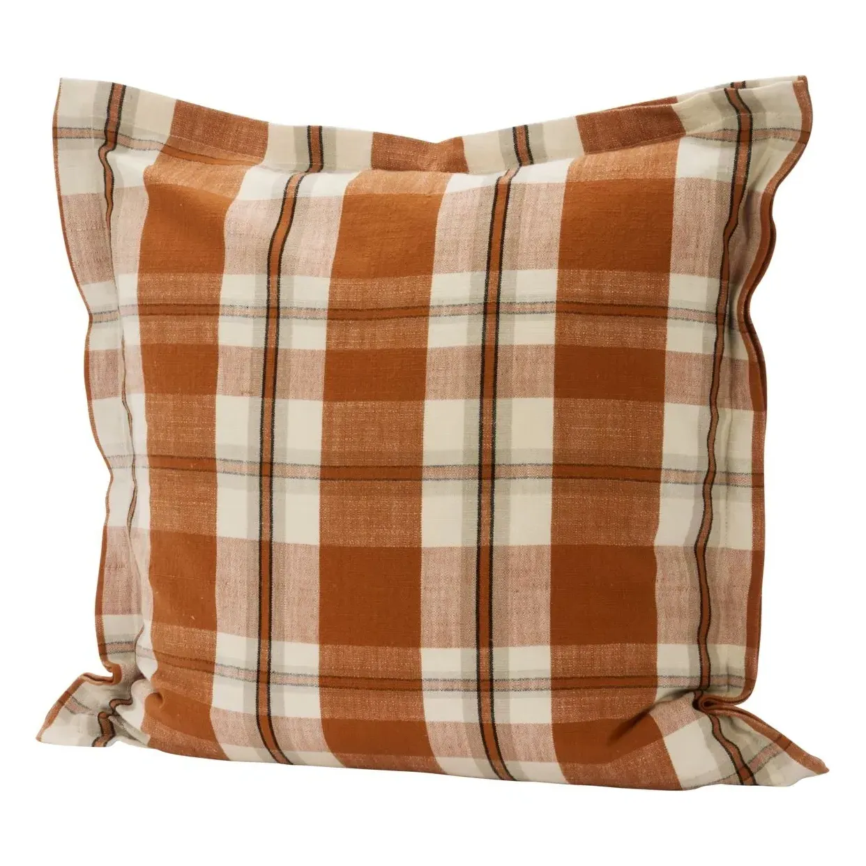 Madam Stoltz Checkered Cushion Cover - Pumpkin, Cotton product