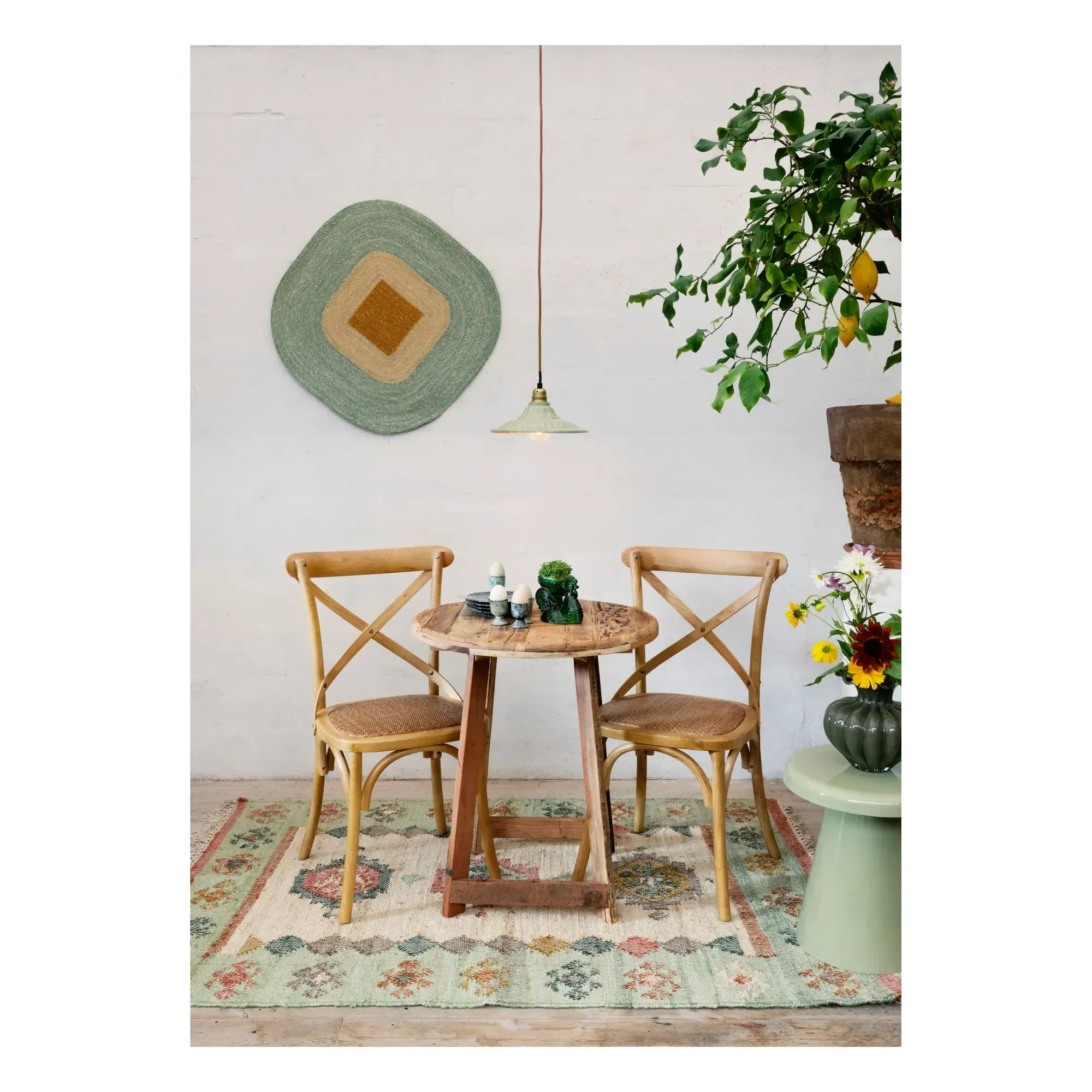 Madam Stoltz Enamel Ceiling Lamp - Sage, Iron alternate view