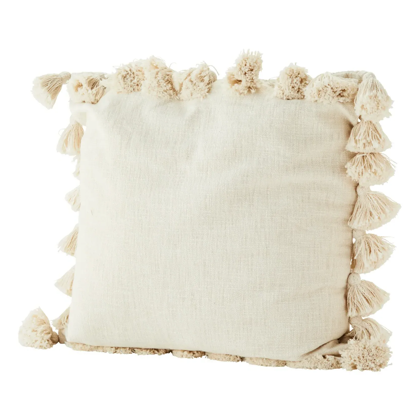 Madam Stoltz Pompom Cushion Cover - White, Cotton product