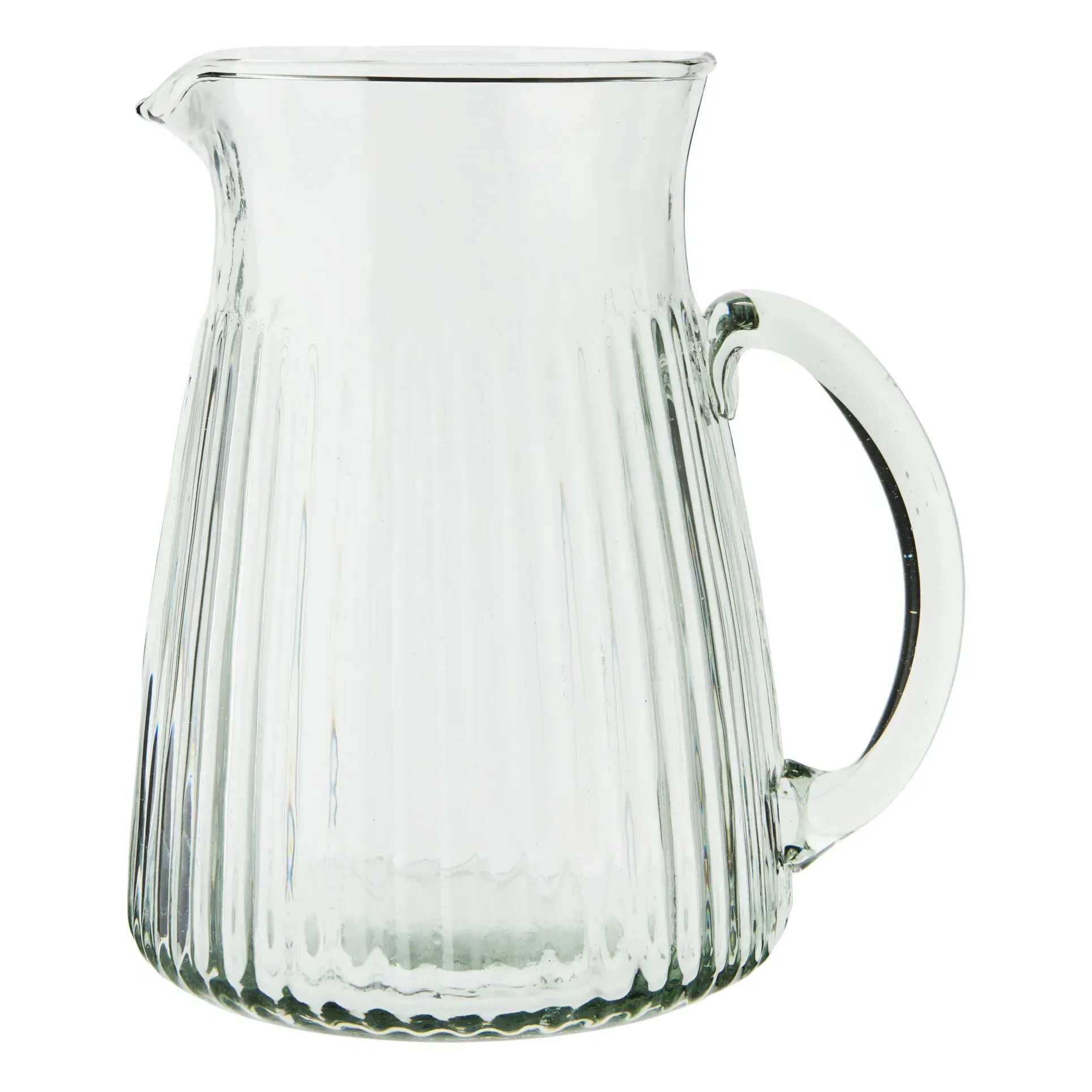 Madam Stoltz Ribbed Glass Jug - Transparent, Glass product
