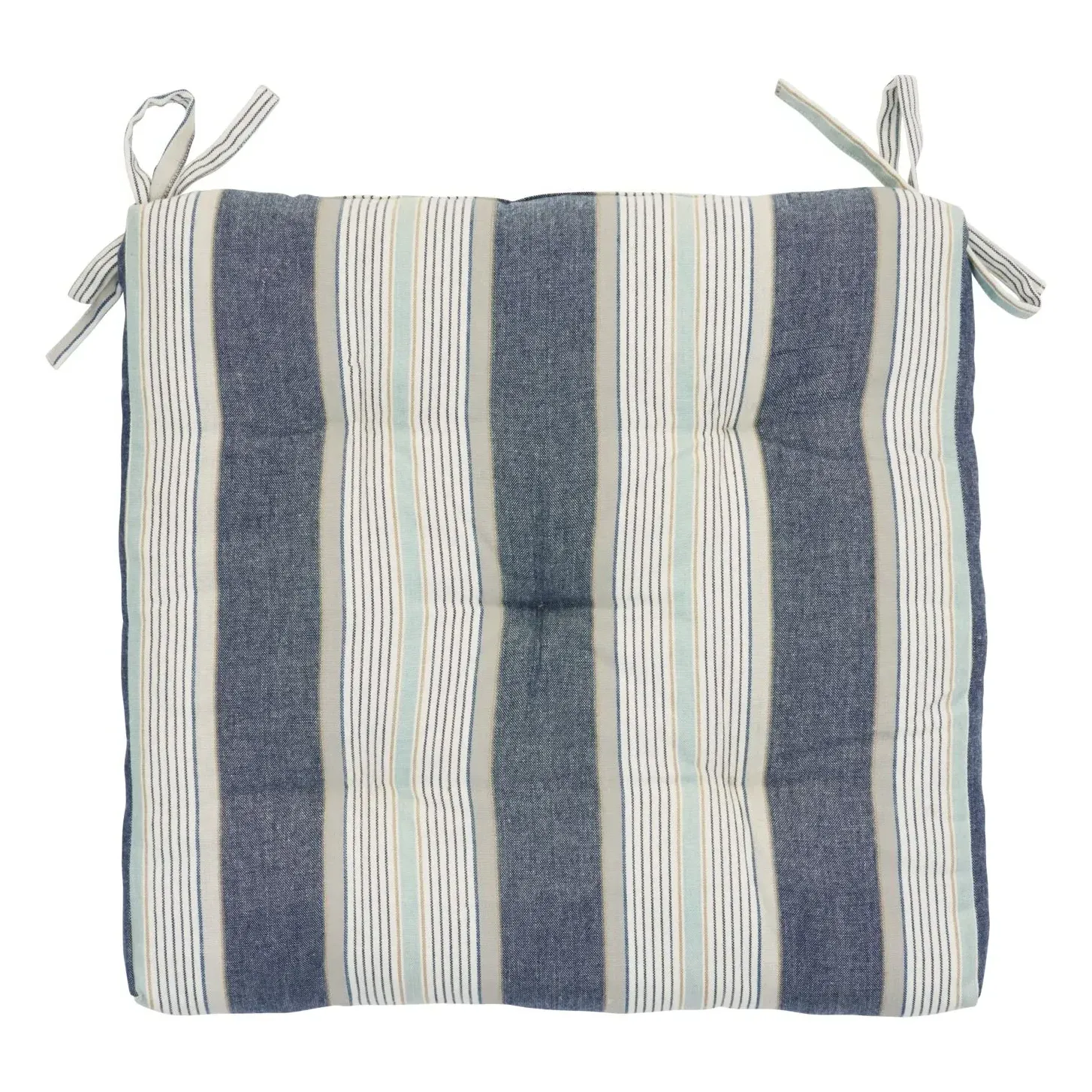 Madam Stoltz Striped Chair Seat Pad - Blue, Cotton product