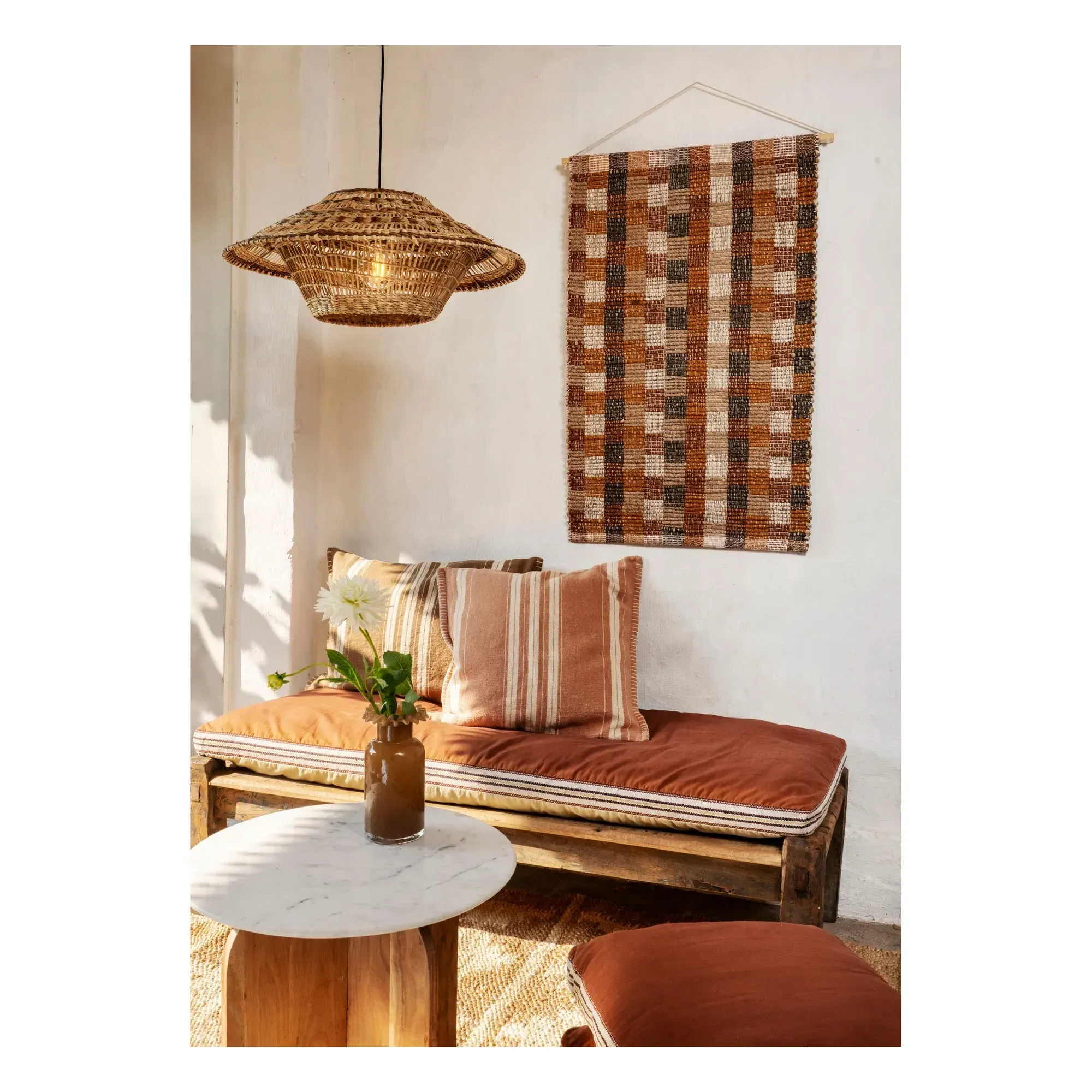 Madam Stoltz Striped Cushion Cover - Brown, Cotton Jute alternate view