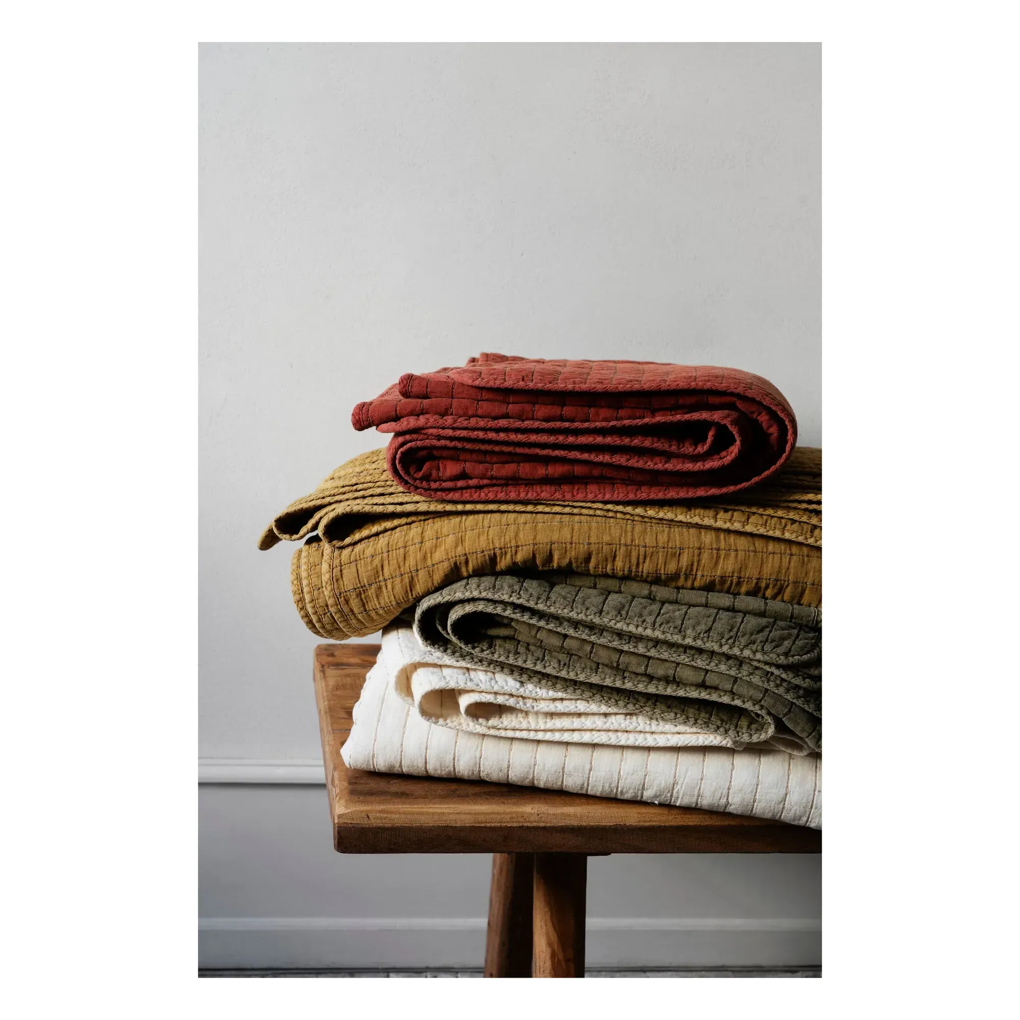 Quilted Cotton Bedspread - Mustard alternate view