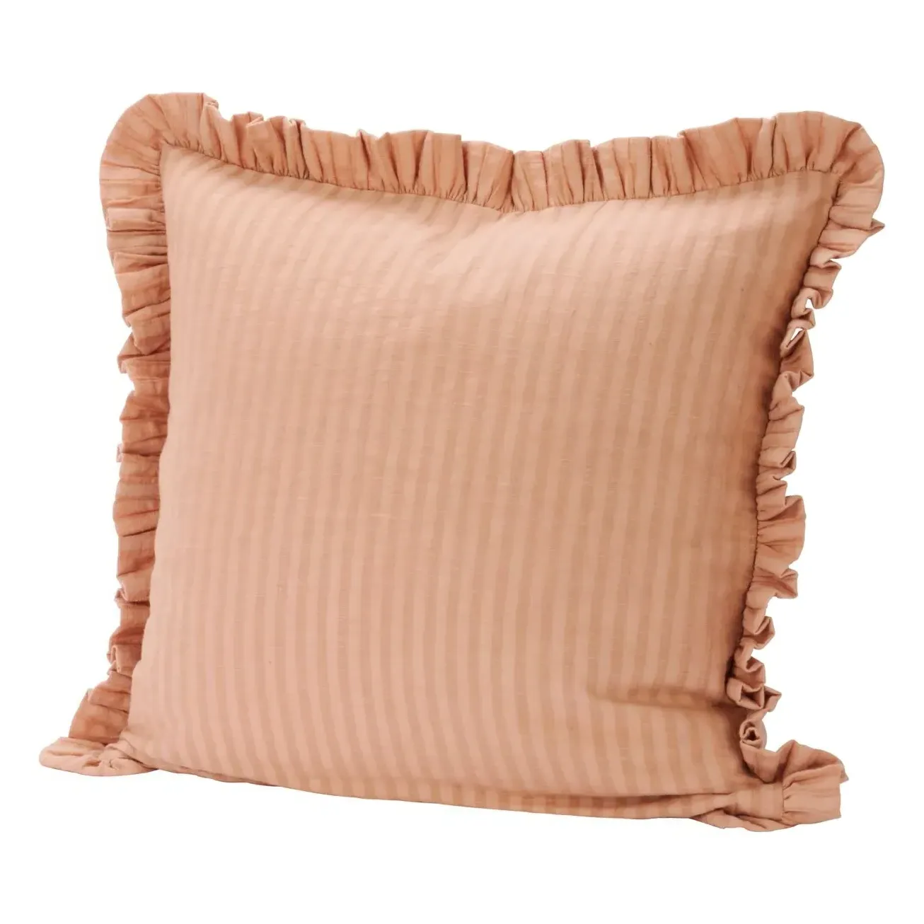 Ruffled Cushion Cover - Peach, Cotton product