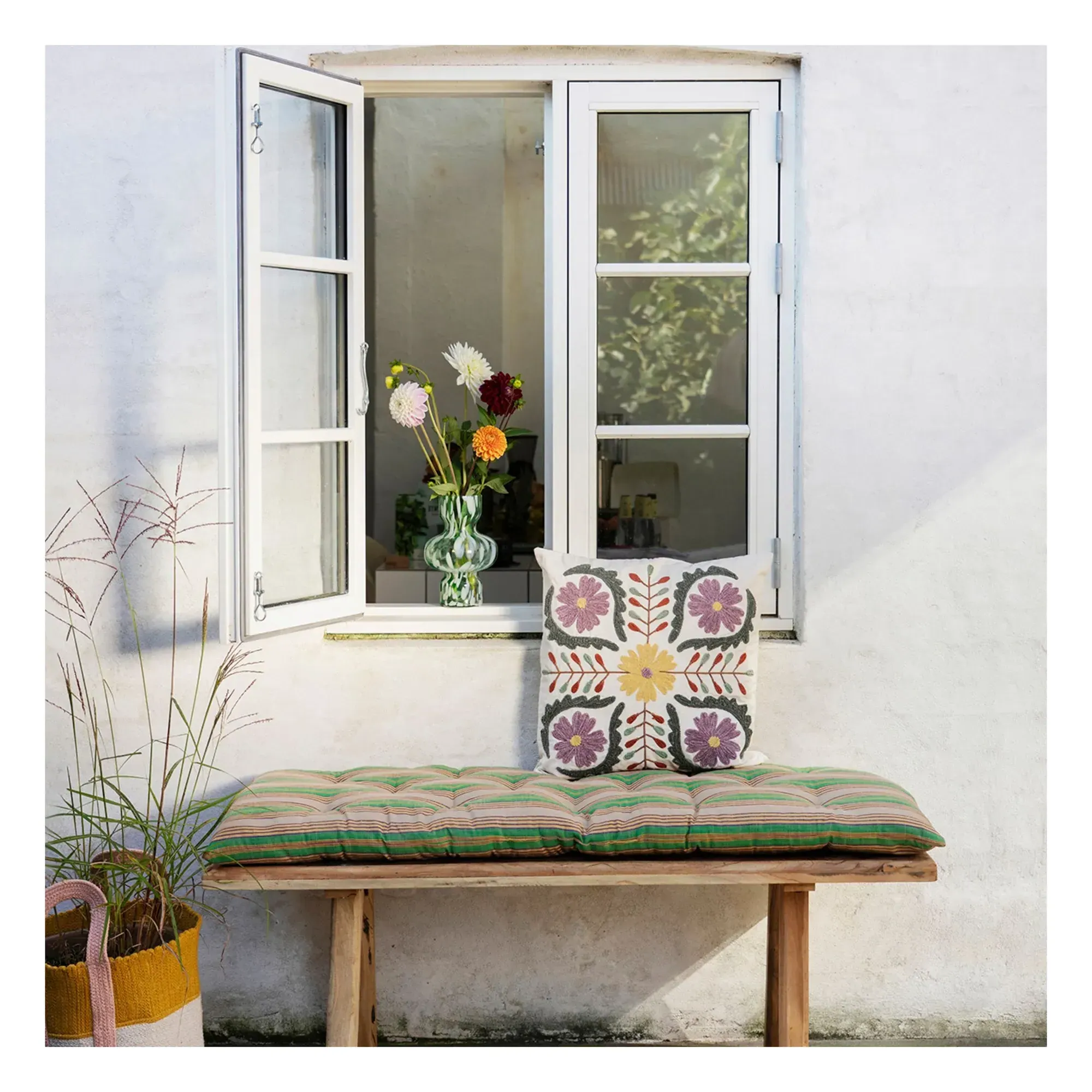 Suzani Embroidered Cushion Cover - Pink, Cotton alternate view