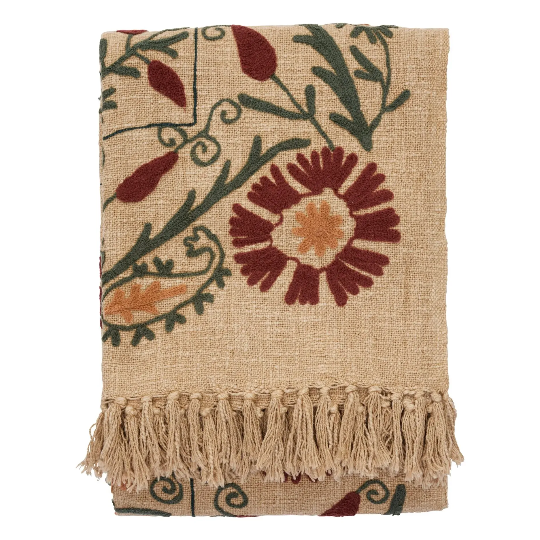 Suzani Embroidered Throw - Brown, Cotton product