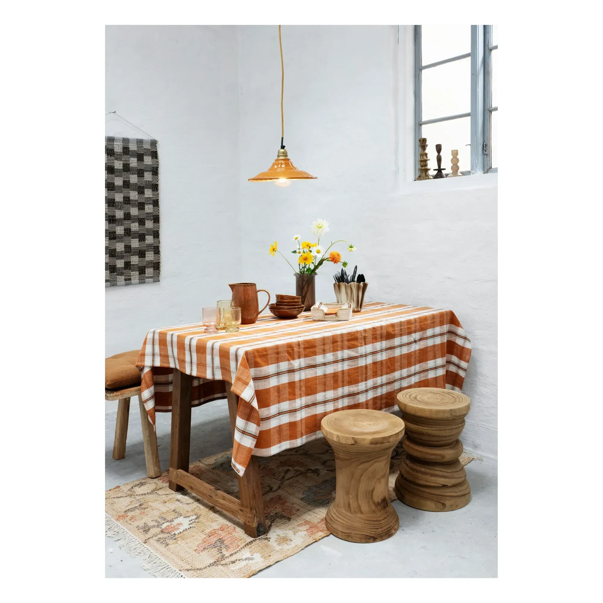 Tartan Square Tablecloth - Pumpkin, Cotton alternate view