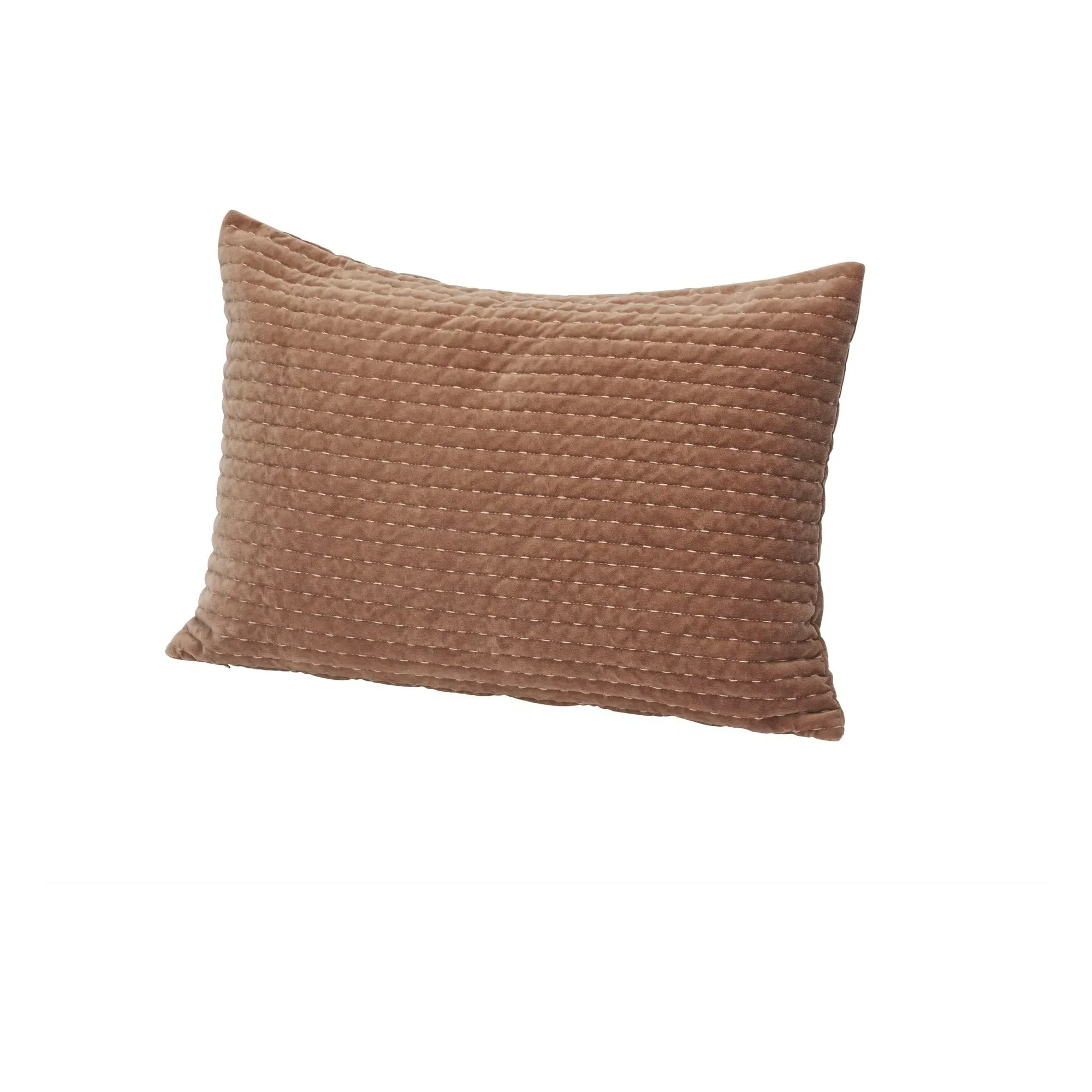 Velvet Quilted Cushion Cover - Dusty Pink, Cotton product