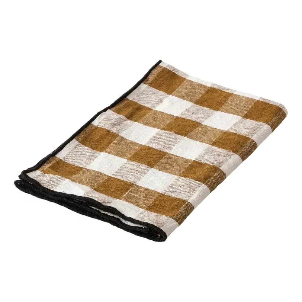 Bourdon Black Mesh Gingham Napkin - Vichy Épices, Linen-Cotton product