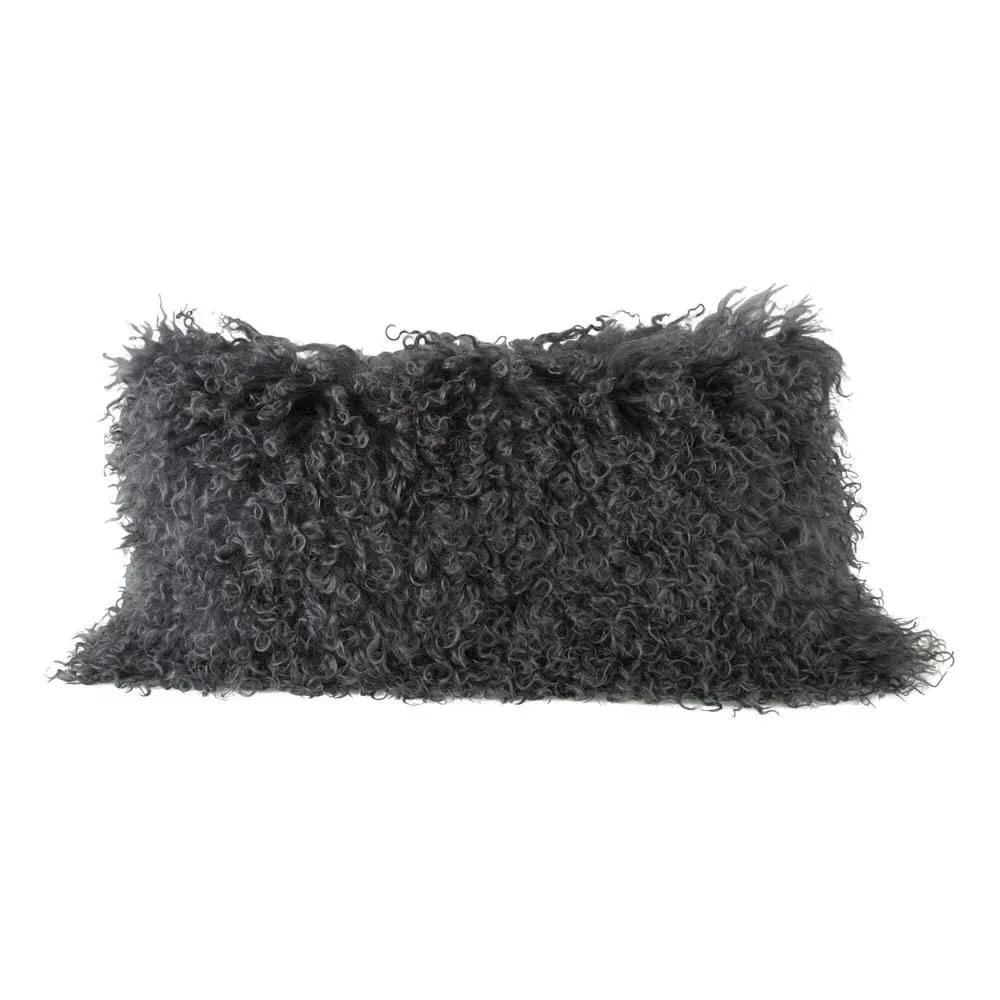 Cardon Tibetan Goatskin Cushion - Carbon, Linen product