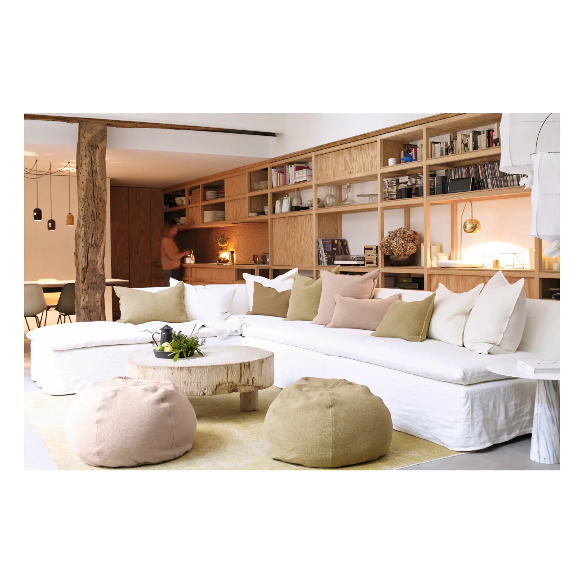 Formentera Pouffe - Cappuccino, Linen Blend alternate view