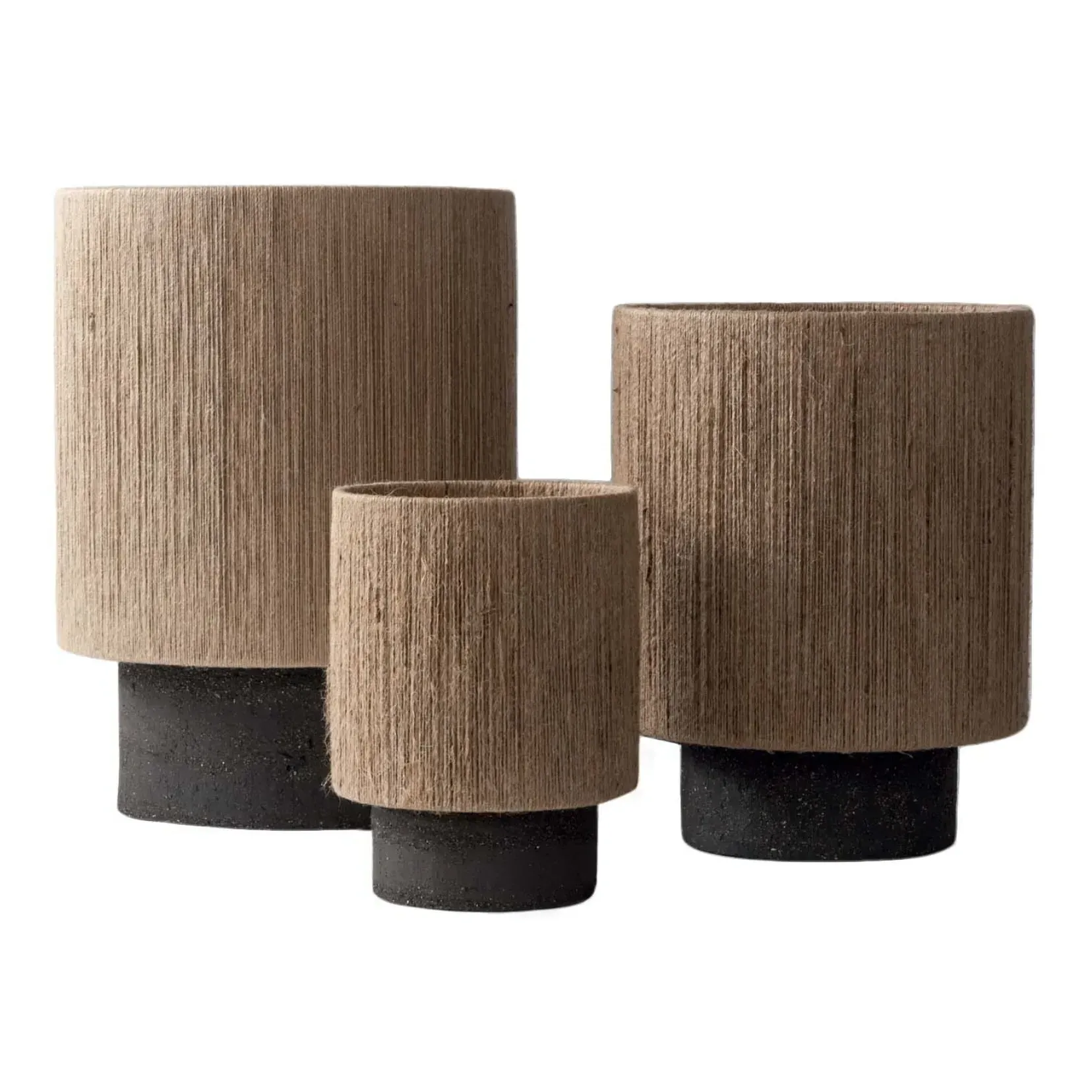 Kalé Stoneware Table Lamp - Black, Jute product