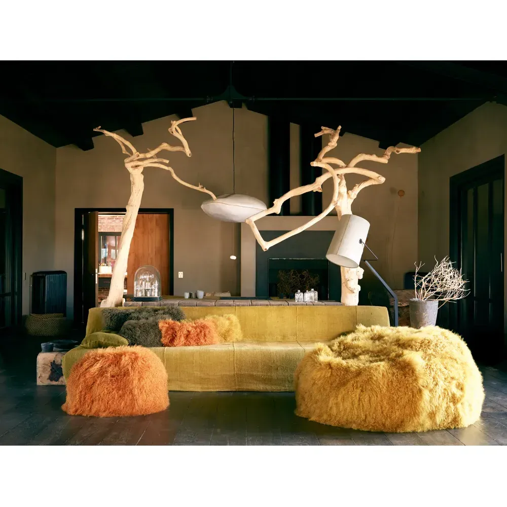 Tibet Goat Skin Cushion - Havana alternate view