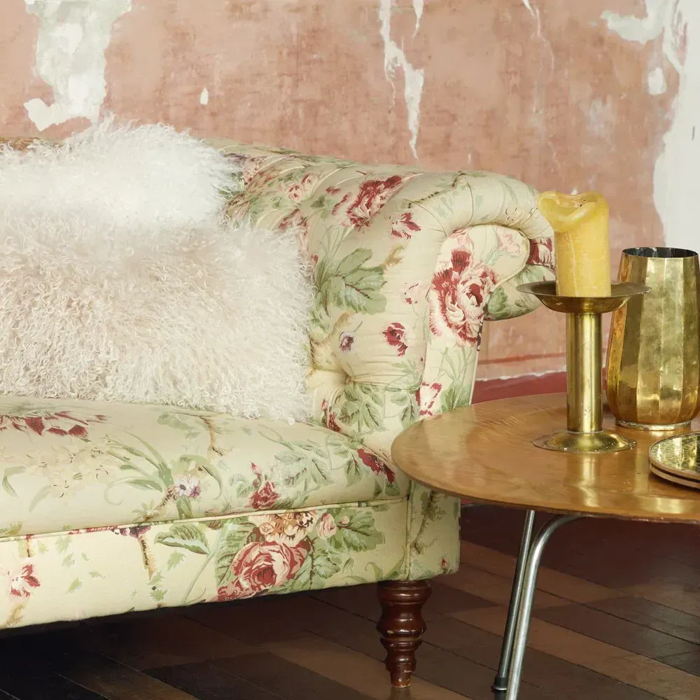 Tibetan Goatskin Cushion - White alternate view