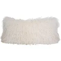 Tibetan Goatskin Cushion - White, Linen alternate view