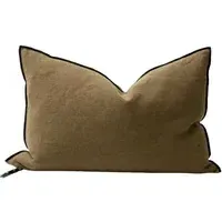 Vice Versa Black Line Cushion - Bronze, Stonewashed Linen alternate view