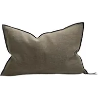 Vice Versa Black Line Stonewashed Cushion - Khaki, Linen alternate view