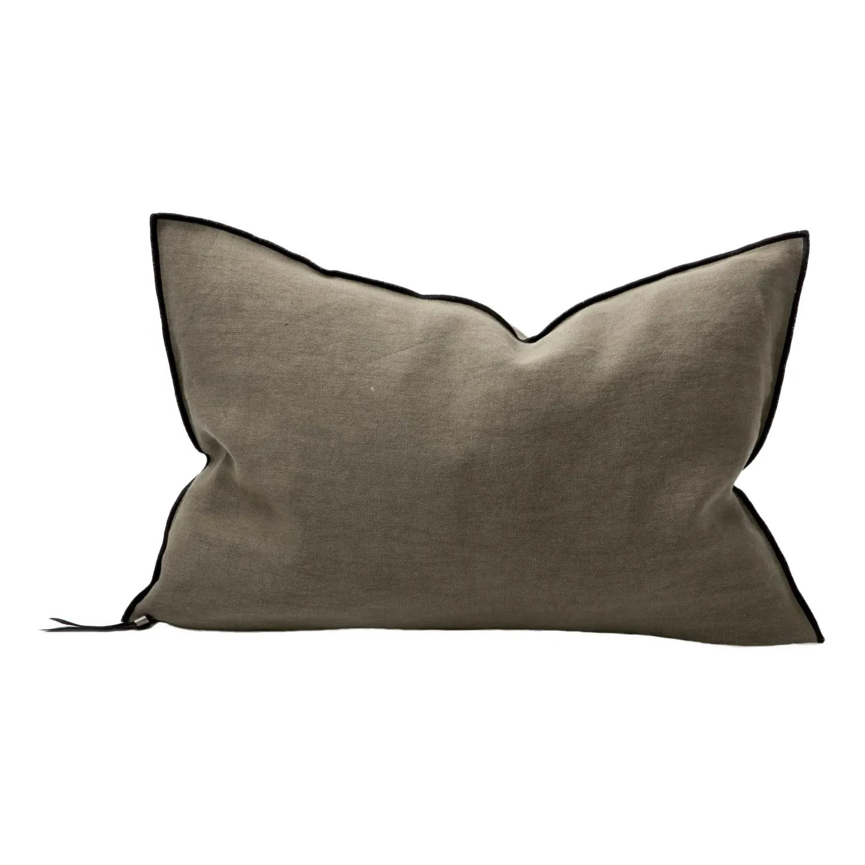 Vice Versa Black Line Stonewashed Cushion - Khaki, Linen product