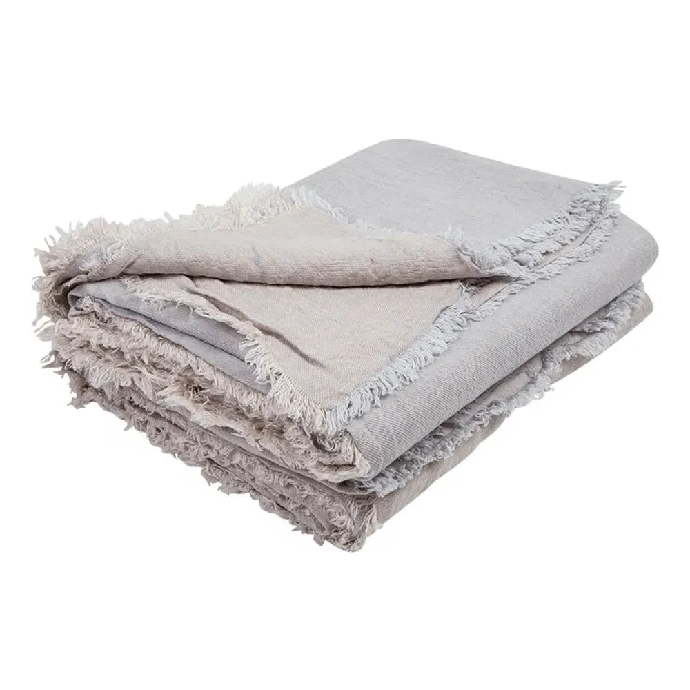 Vice Versa Fringe Plaid - Pearl, Linen product