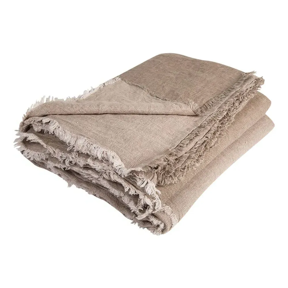 Vice Versa Fringe Plaid - Taupe, Linen product