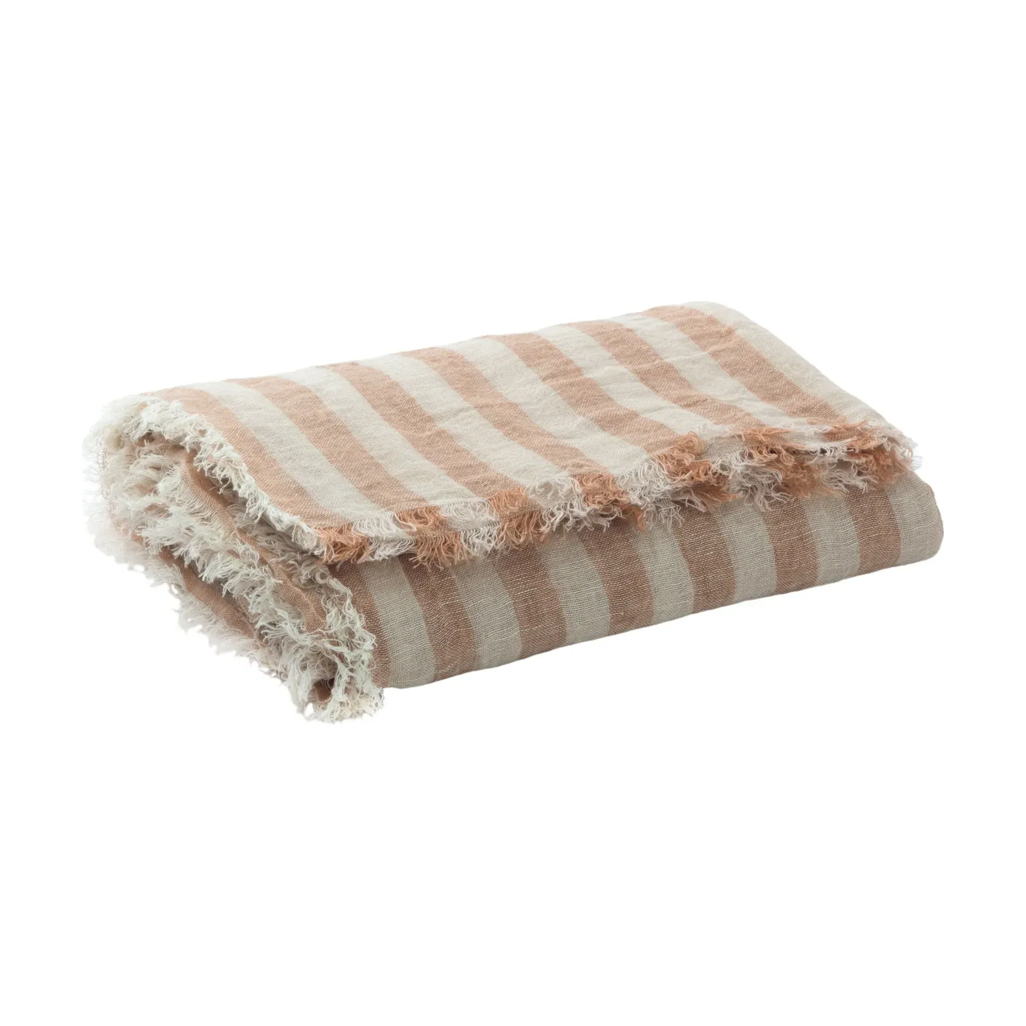 Vice Versa Fringed Pinch Curtain - Terracotta, Linen product
