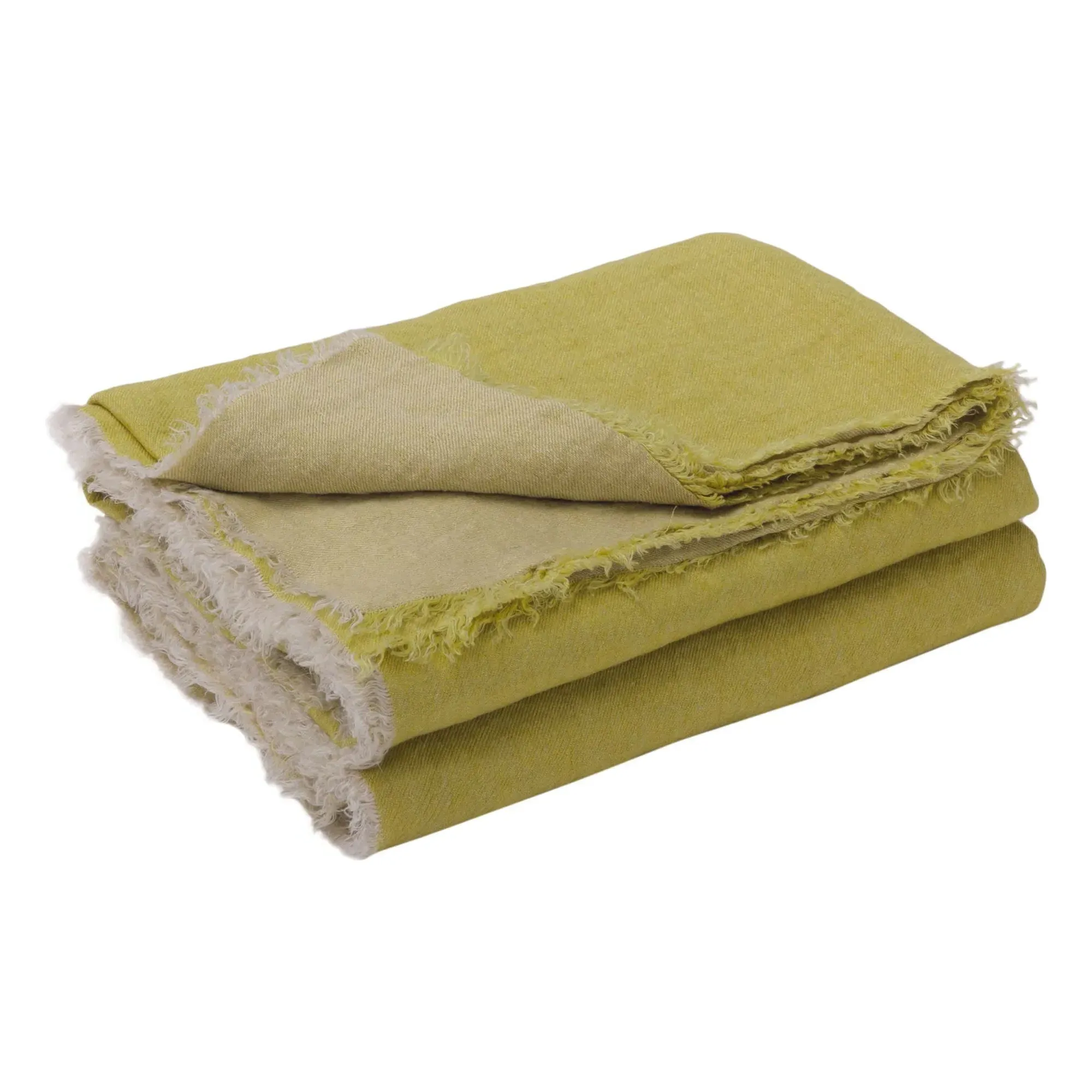 Vice Versa Fringed Throw - Chartreuse, Linen product