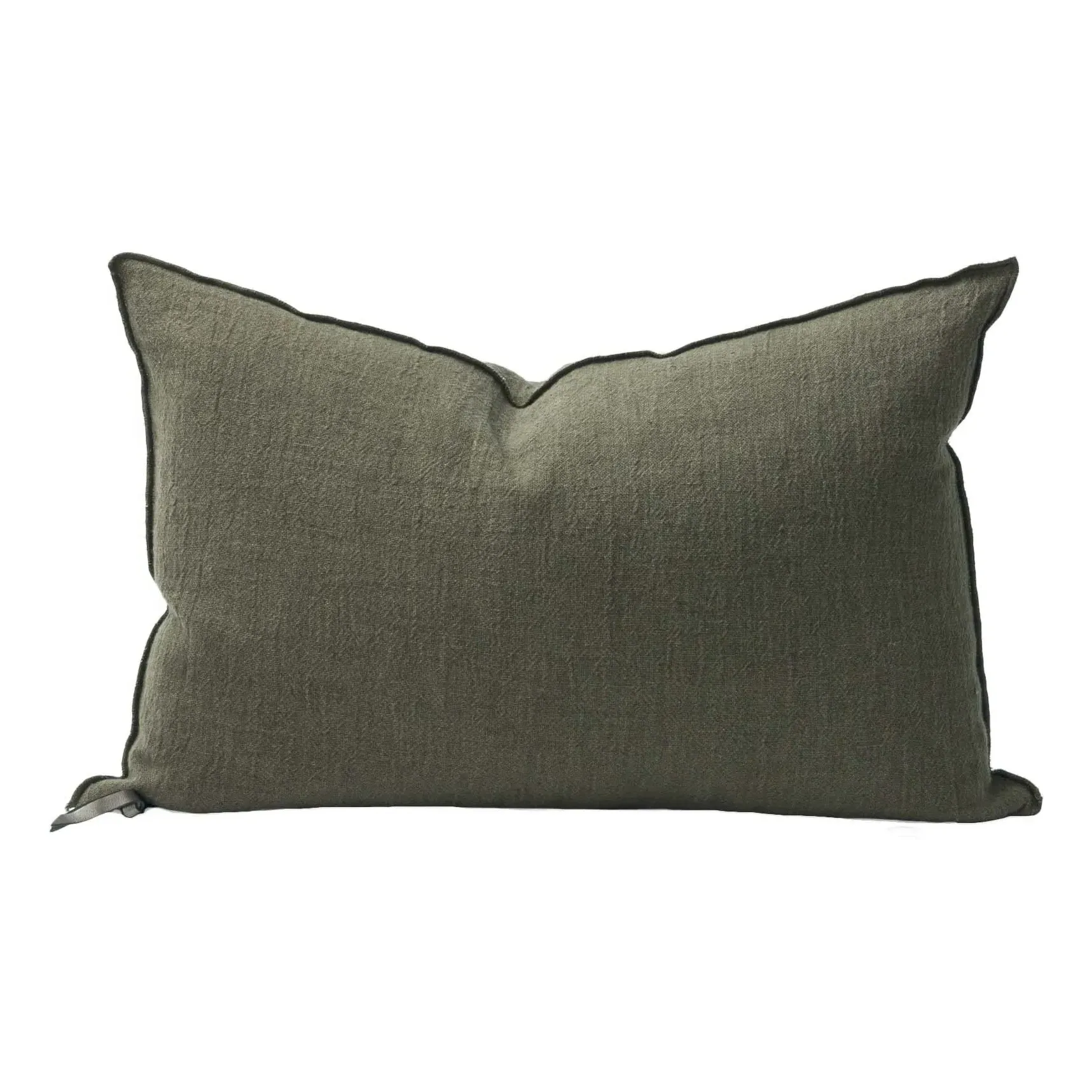Vice Versa Washed Linen Crepe Cushion - Khaki, Linen product