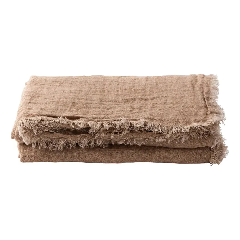 Vice Versa Washed Linen Gauze Fringed Curtain - Latte product